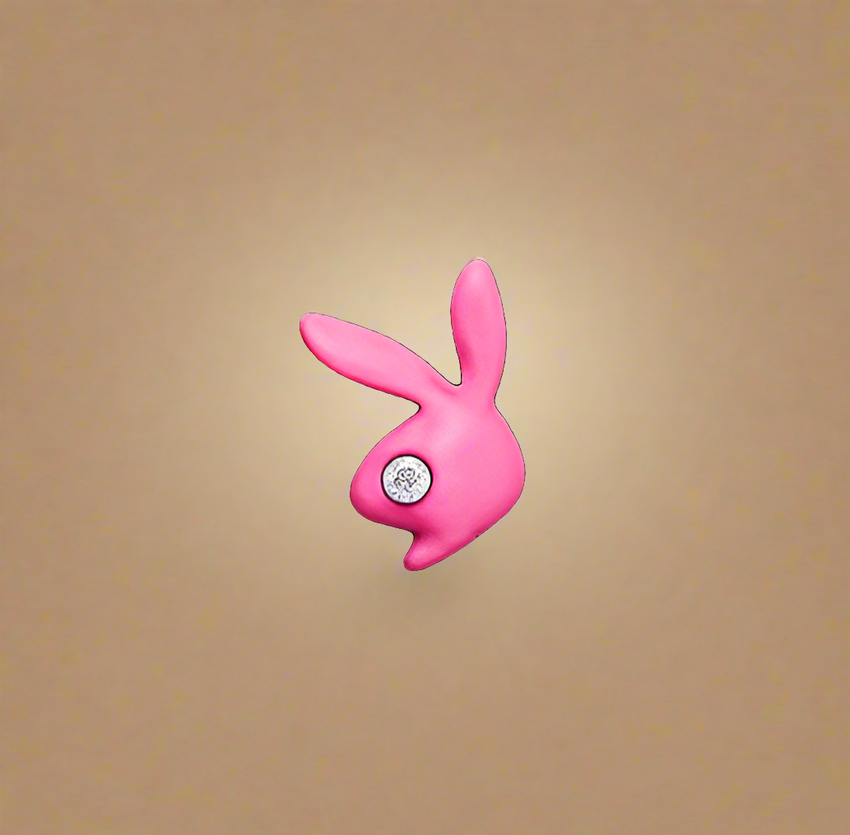 Playboy Nose Stud – Pink Stainless Steel with Crystal Bunny Accent