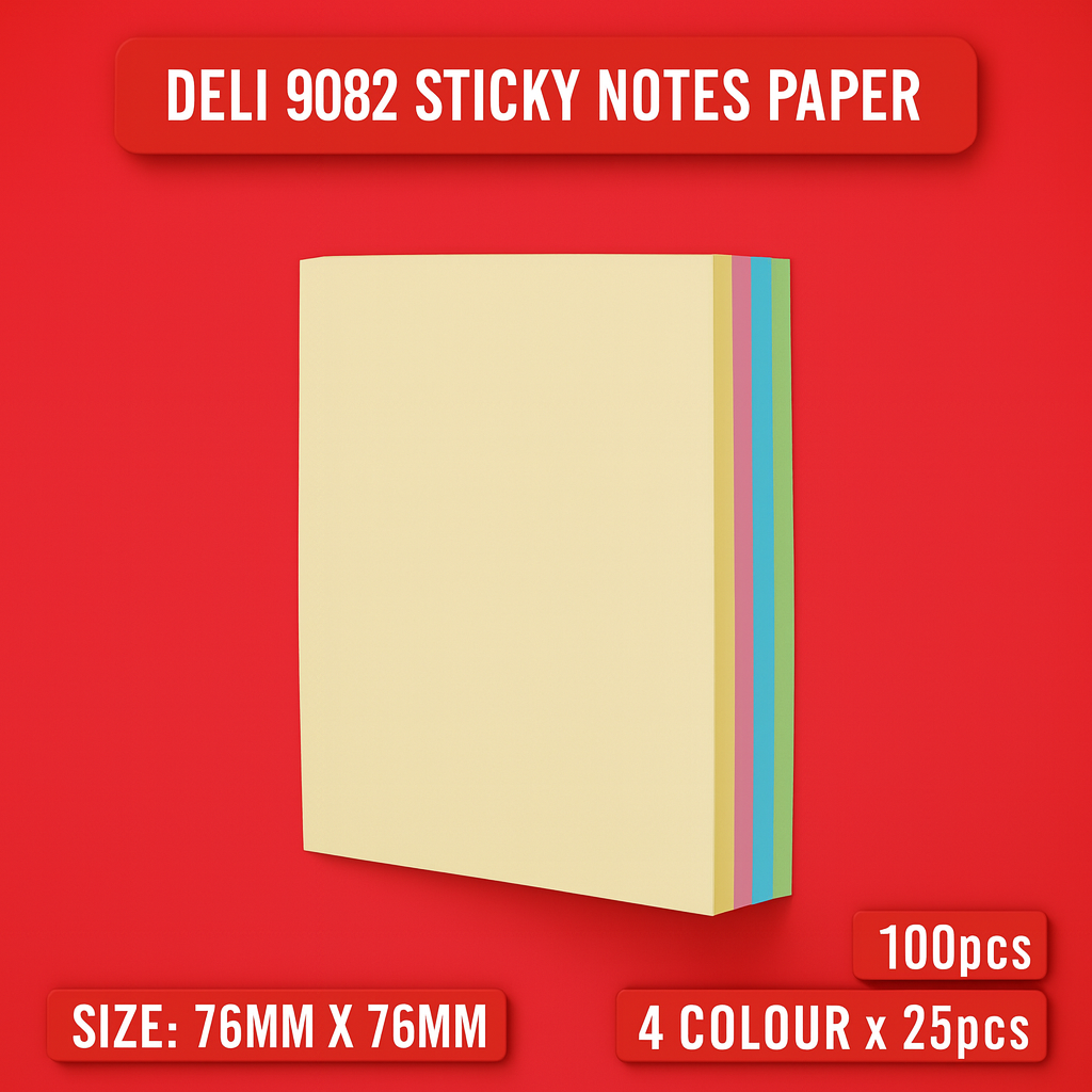 Deli 7732 Yellow Memo Paper 3" x 2" (100 Sheets, 3 Pads)