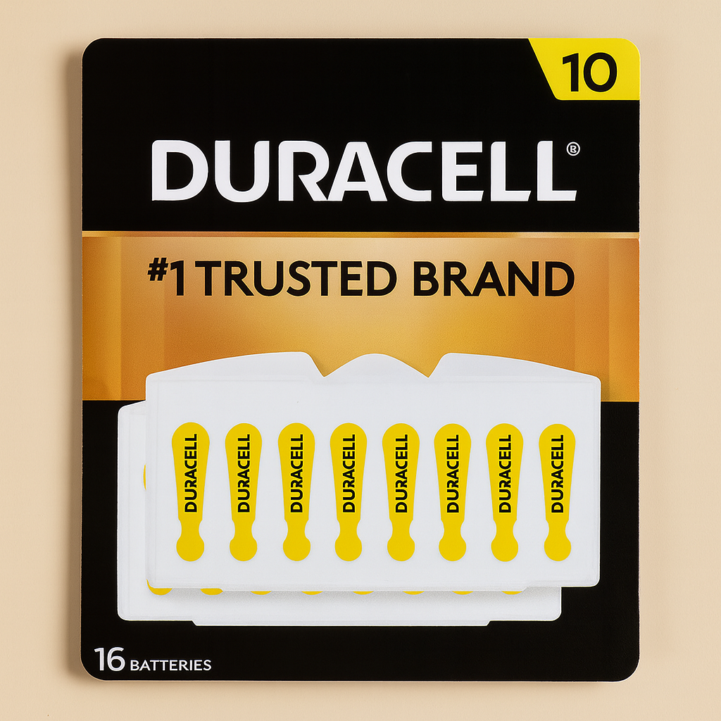 Duracell Hearing Aid Batteries – Size 10, Lot of 16 (Sealed Pack)