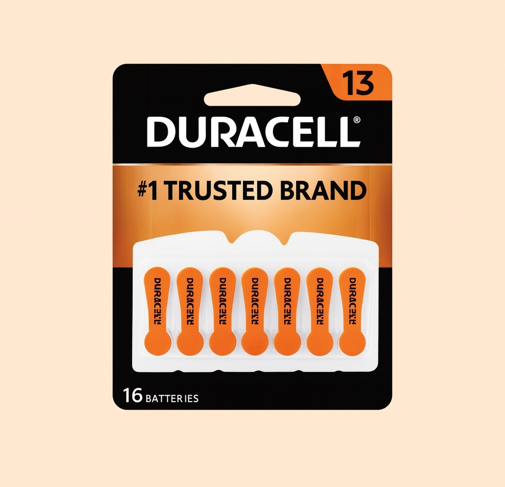 Duracell Hearing Aid Batteries – Size 13, Lot of 16 (Sealed Pack)