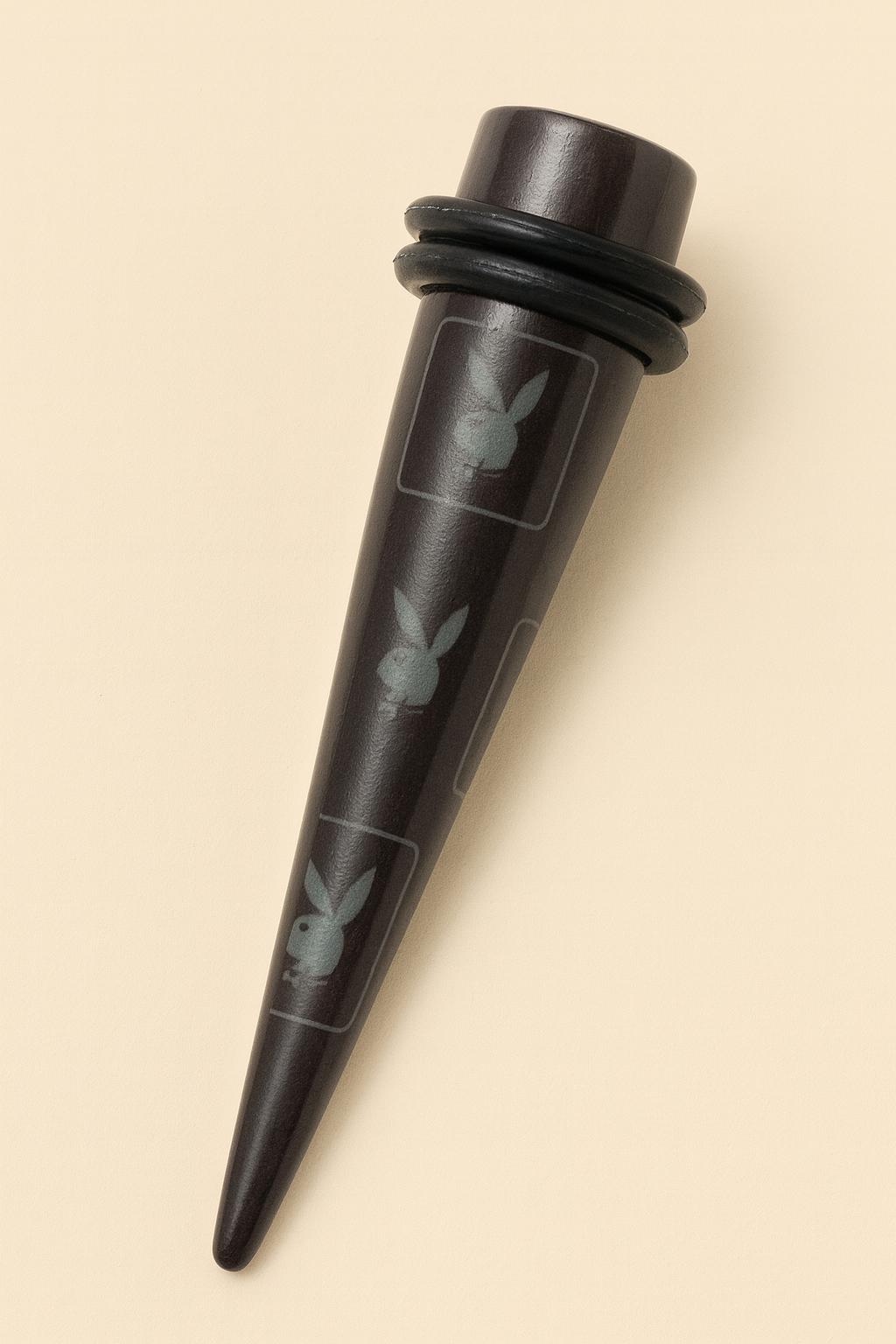 Playboy Black & Gray 2G Acrylic Ear Gauge Stretcher