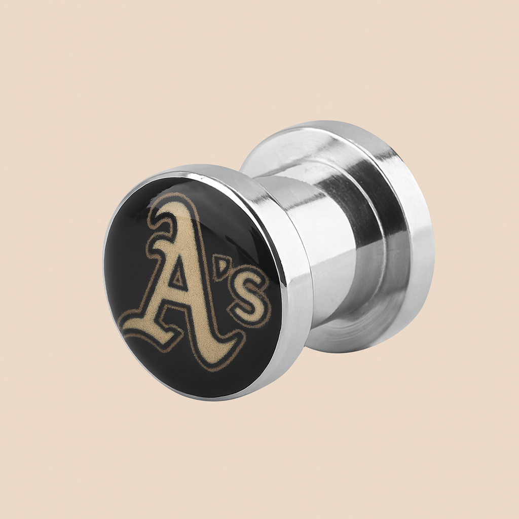 MLB Oakland Athletics Screw-Fit 2G (6 mm) Surgical Steel Ear Plugs