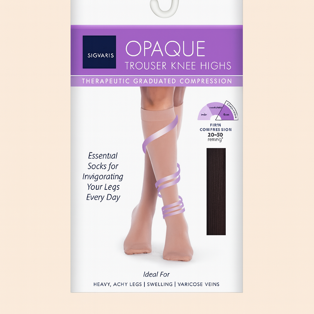 Sigvaris Opaque Natural Trouser Knee Highs – Firm Compression 20-30mmHg (C Large)