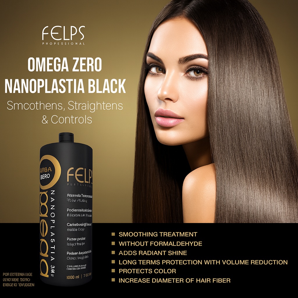 Felps Professional Omega Zero Black Nanoplastia Smoothing Hair Treatment – 250ml (8.45 fl oz)