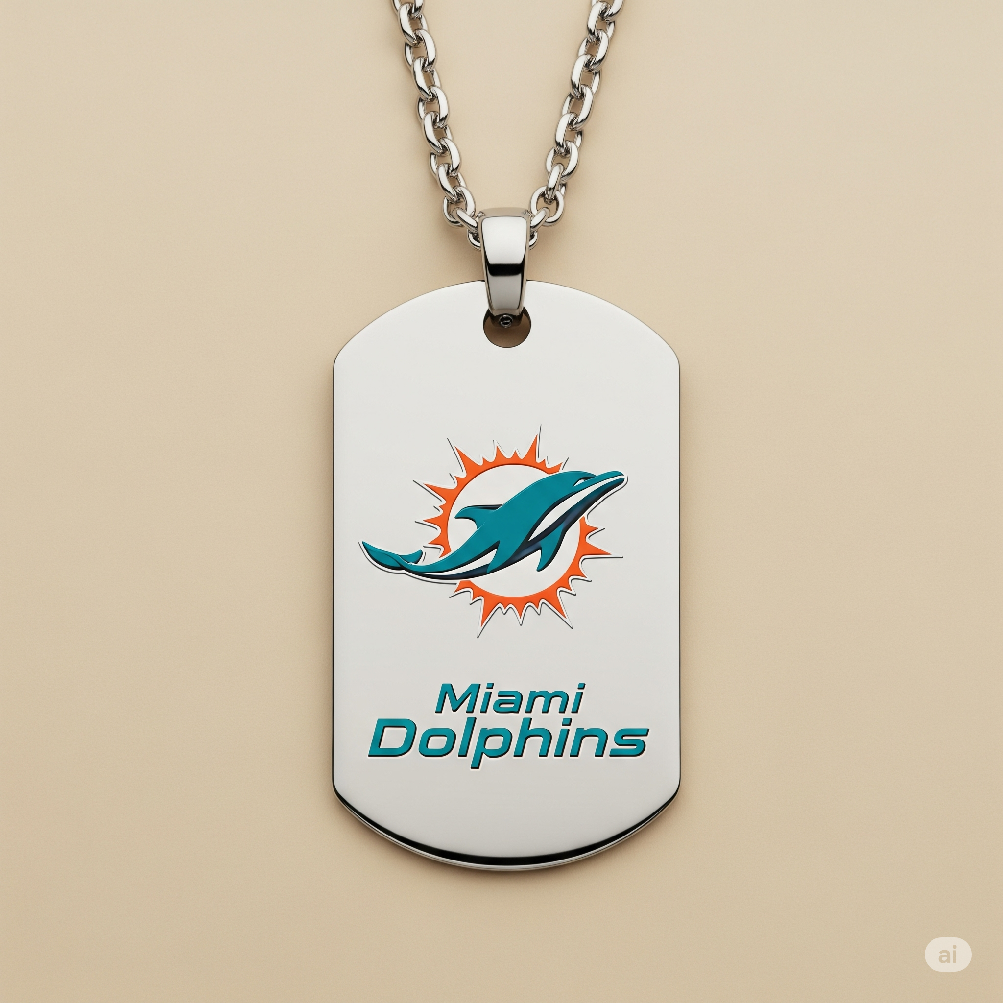 Miami Dolphins Dog Tag Necklace