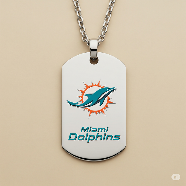 Miami Dolphins Dog Tag Necklace