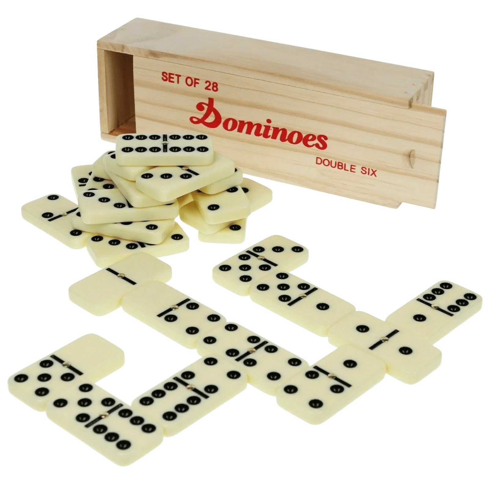 Dominoes Premium Set of 28 Double Six Dominoes with Wooden Case
