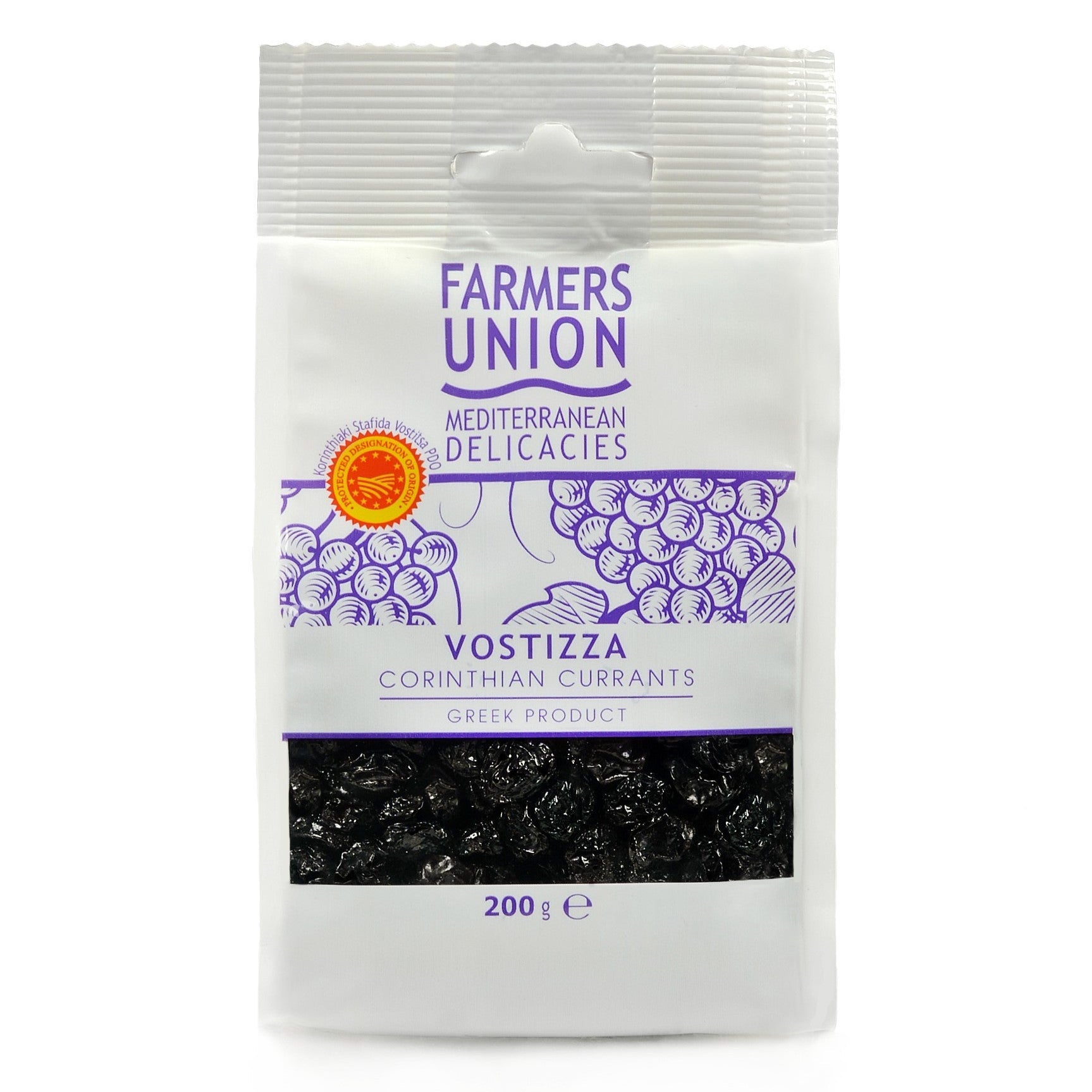 Farmers Union Mediterranean Delicacies Corinthian Currants Vostizza – Premium Greek Dried Currants (200g)