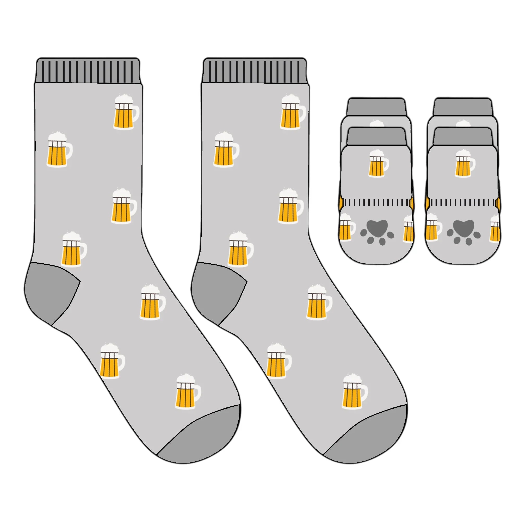 Beer Pet & Owner Matching Socks – Fun Non-Slip Gripper Set for Dog Lovers