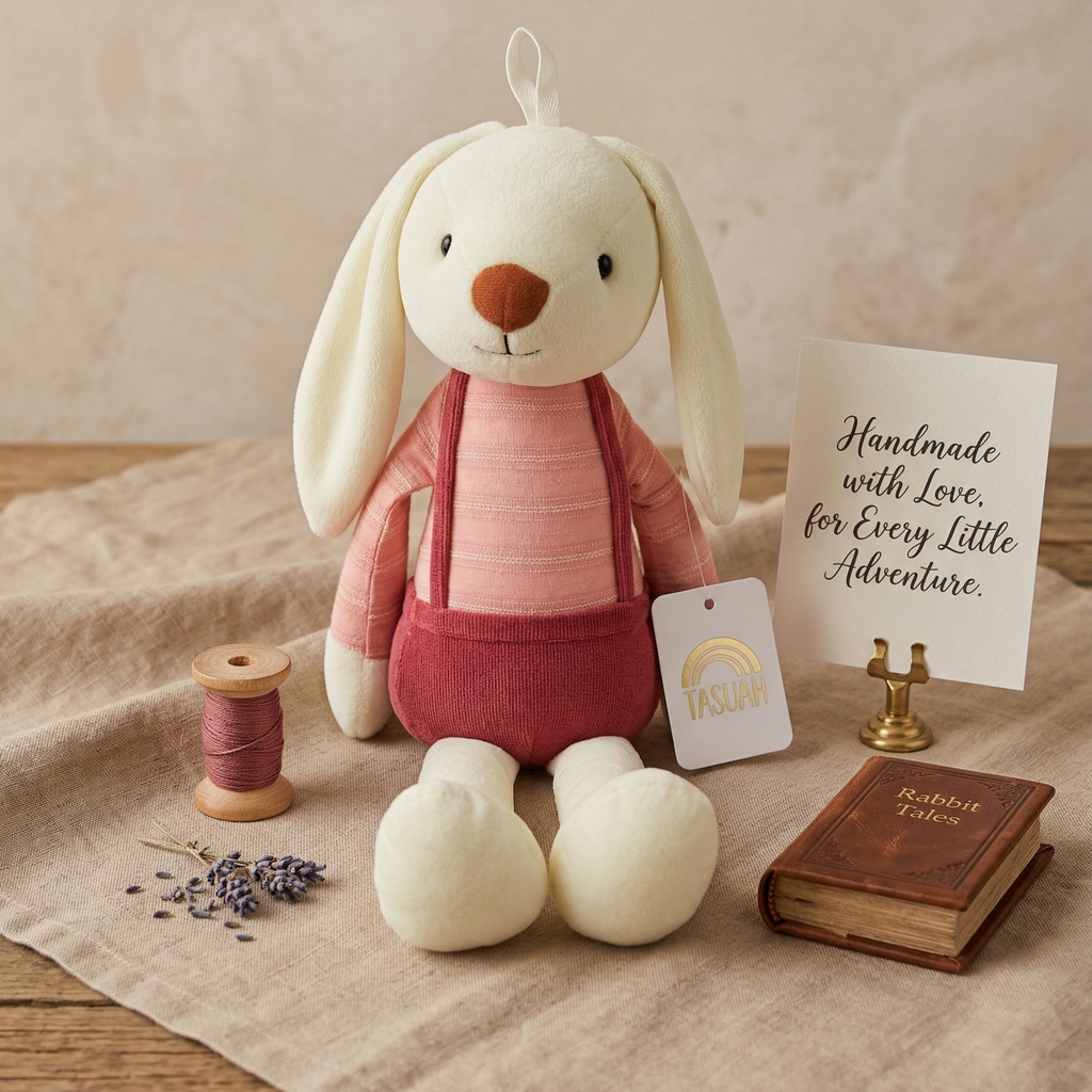 Soft Plush Bunny Rabbit in Pink Clothes Stuffed Animal Toy – Medium Size (10" to 14")