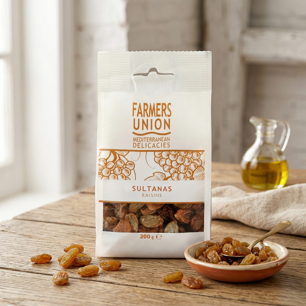Farmers Union Mediterranean Delicacies Sultanas Raisins – Premium Dried Grapes (200g)