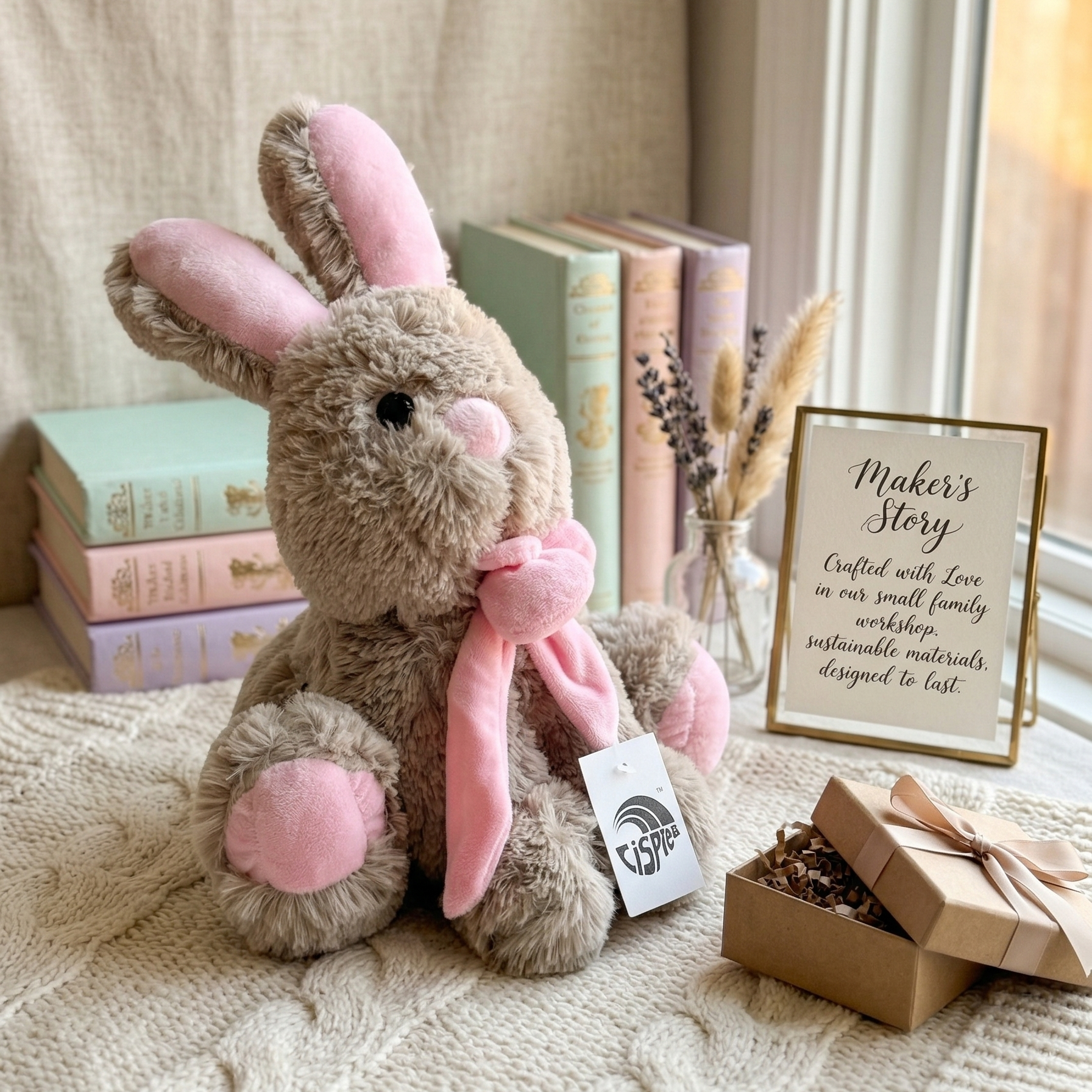 X-Large Adorable Bunny Rabbit with Bow Tie – Soft Plush 17–20"