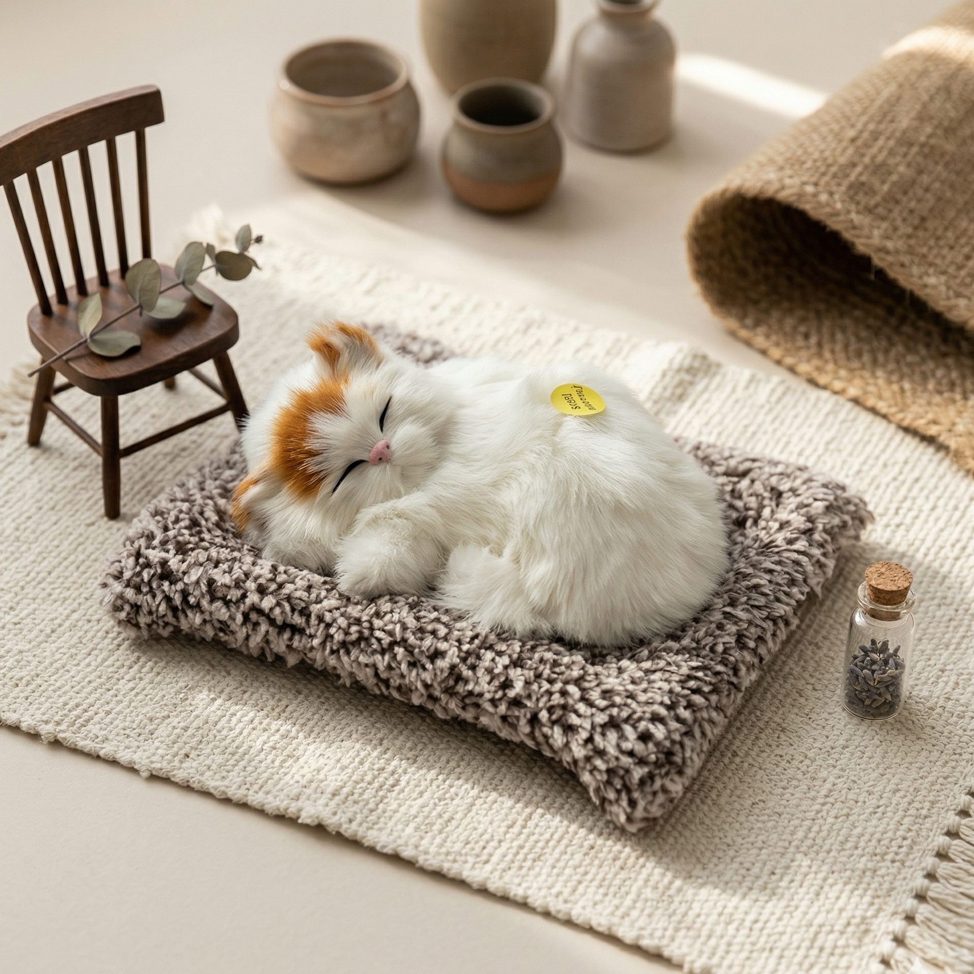Sleeping Kitty Plush Toy with Sound – 8" to 9" Realistic Purring Cat