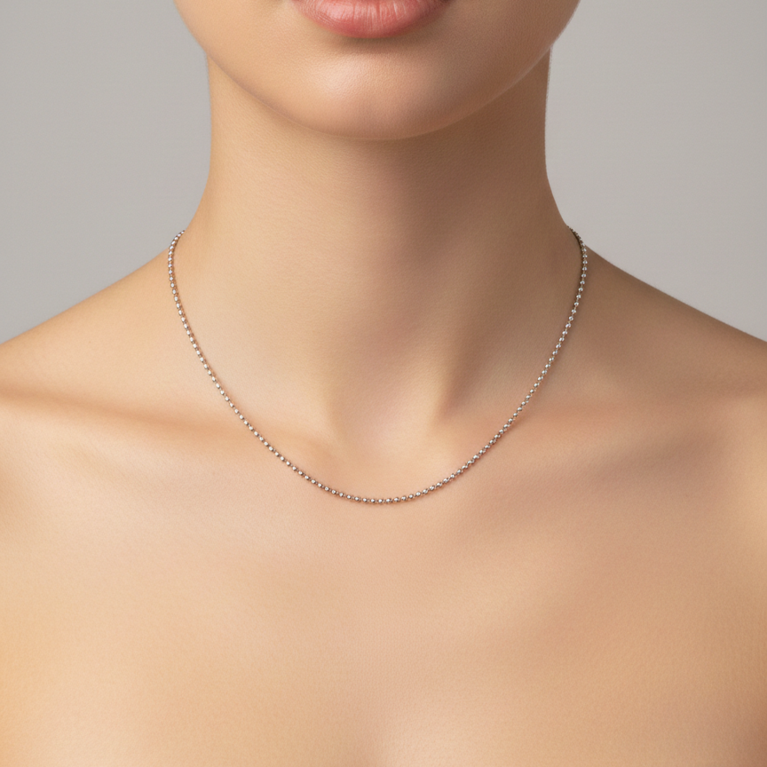 Silver-Tone Ball Chain Necklace