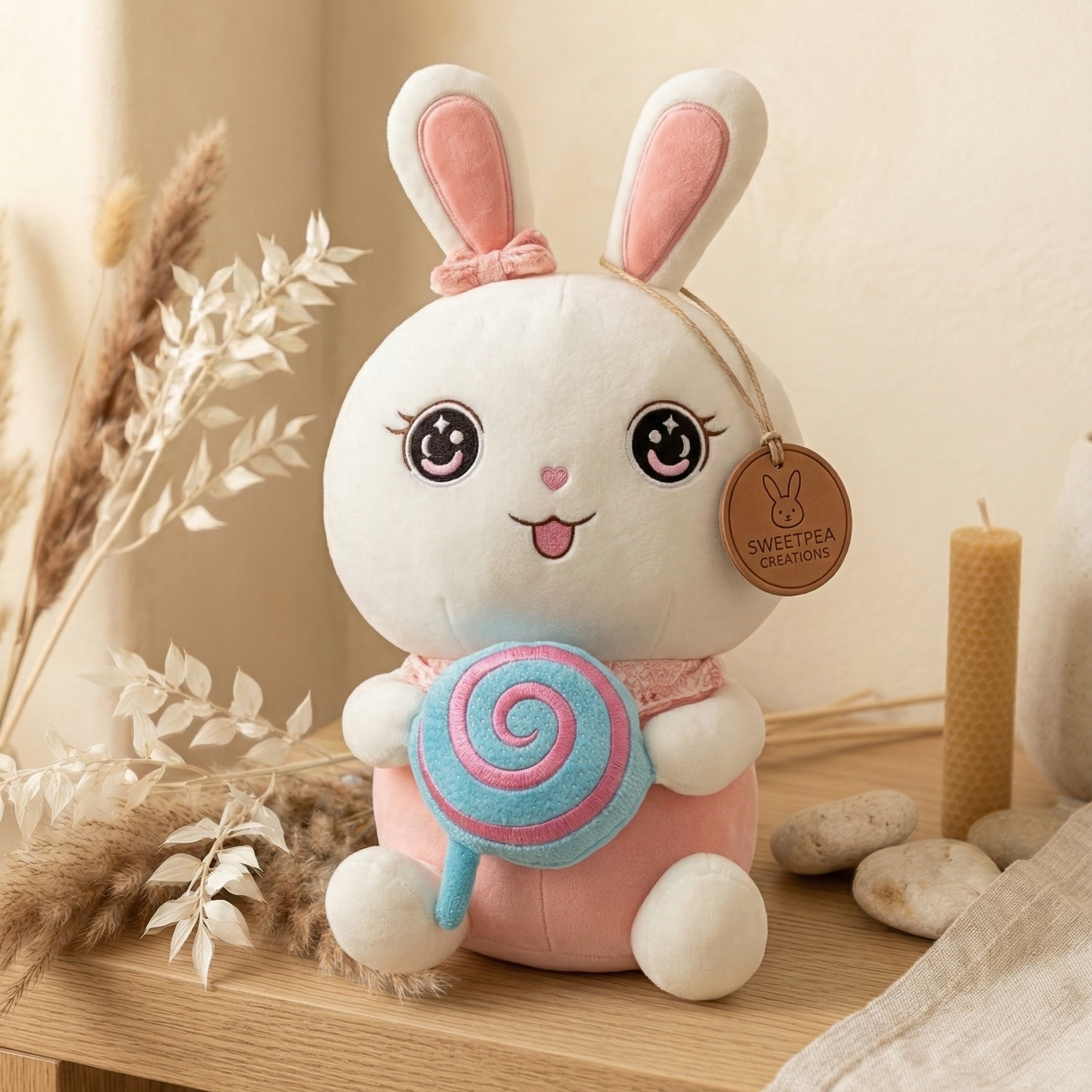Large Adorable Bunny Rabbit with Bow Tie – Soft Plush 10–14"