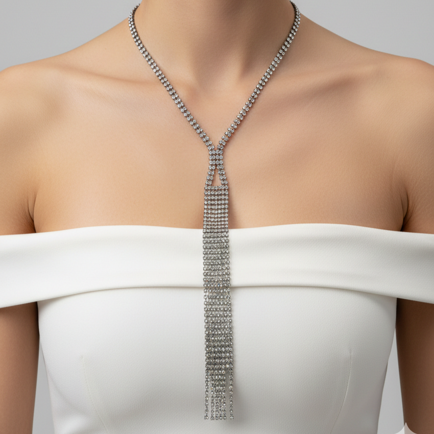 Crystal Tie-Style Lariat Necklace