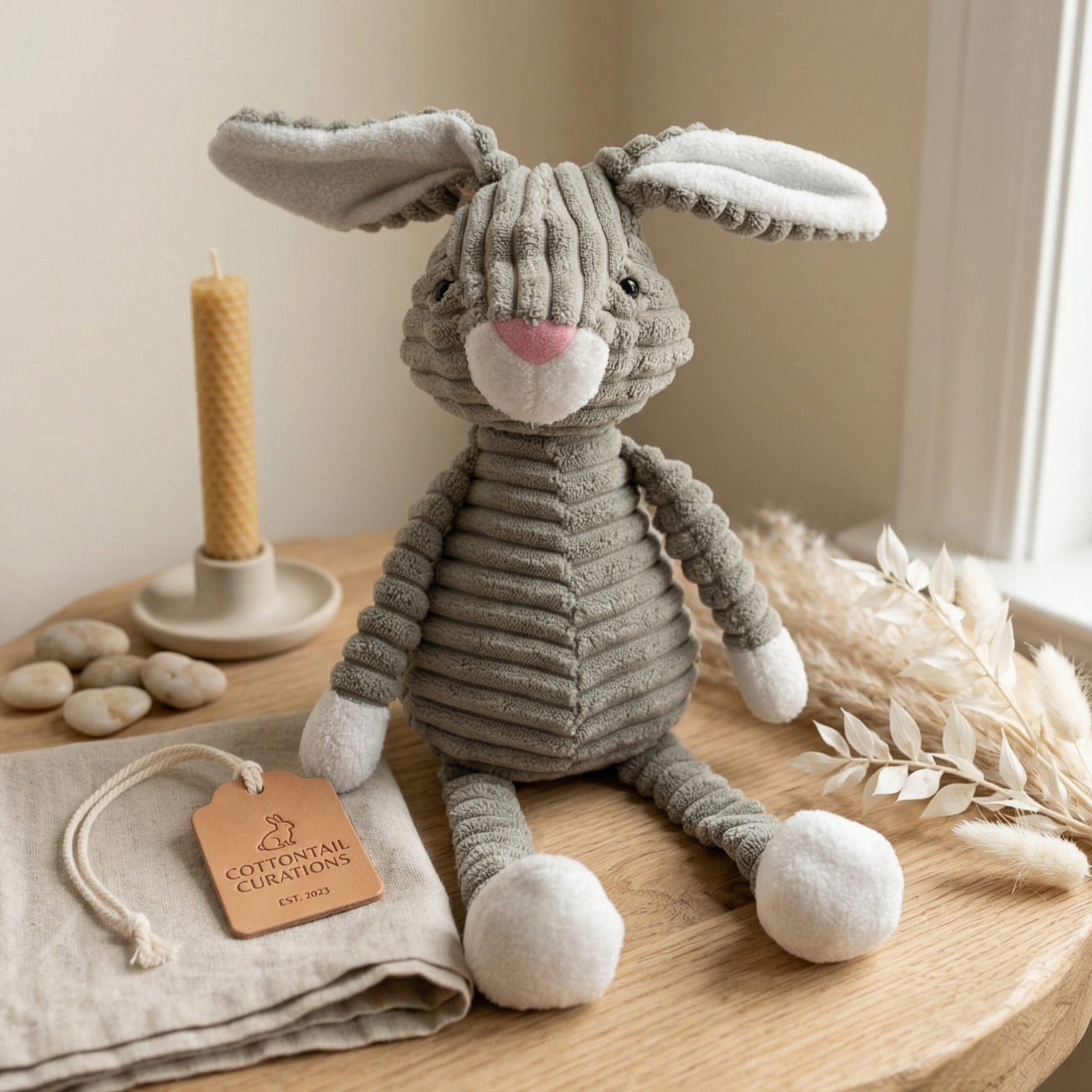 Soft Plush Gray Bunny Rabbit Stuffed Animal Toy – Medium Size (10" to 14")