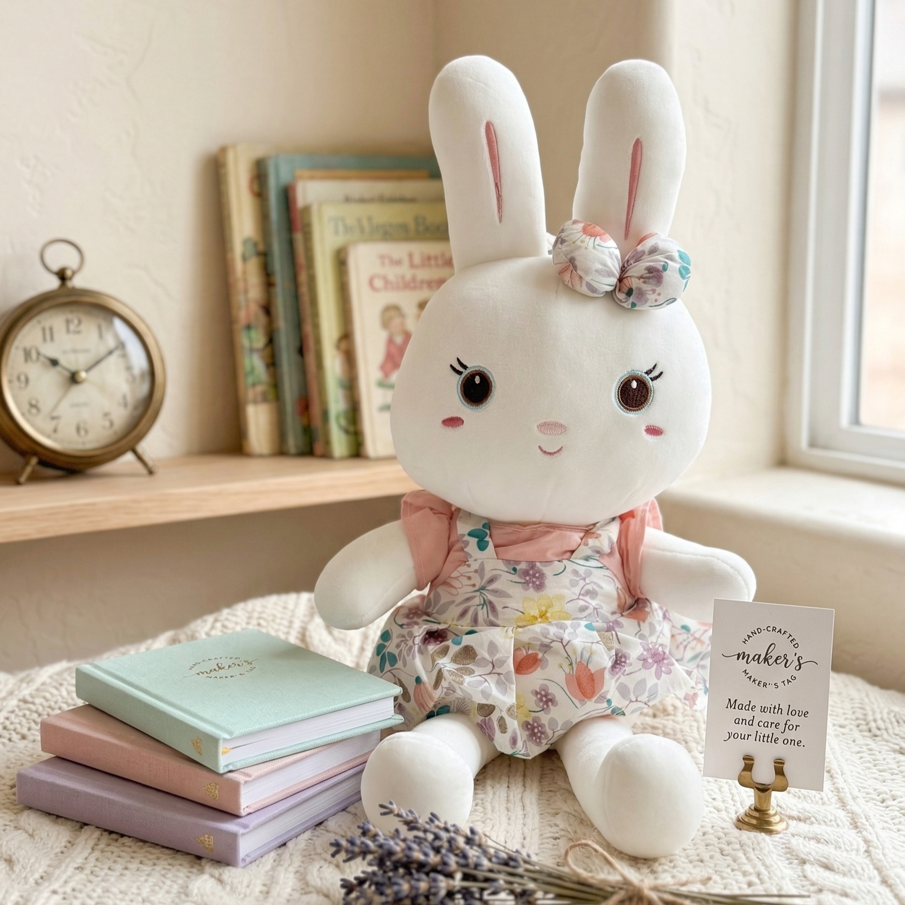 X-Large Adorable Bunny Rabbit with Bow and Dress – Soft Plush 20–23"