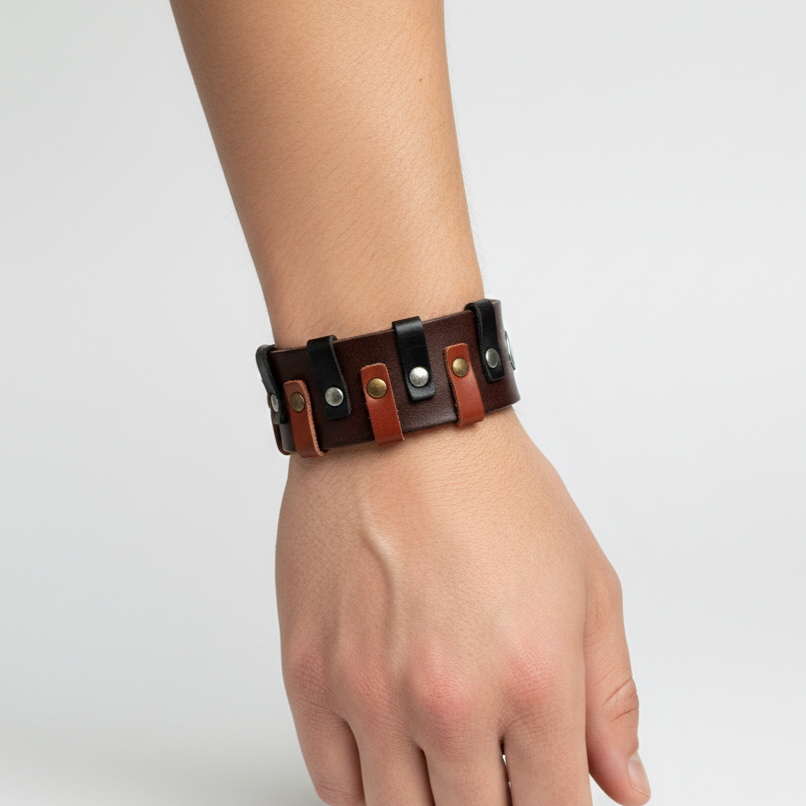 Nomad Link Braided Leather Bracelet