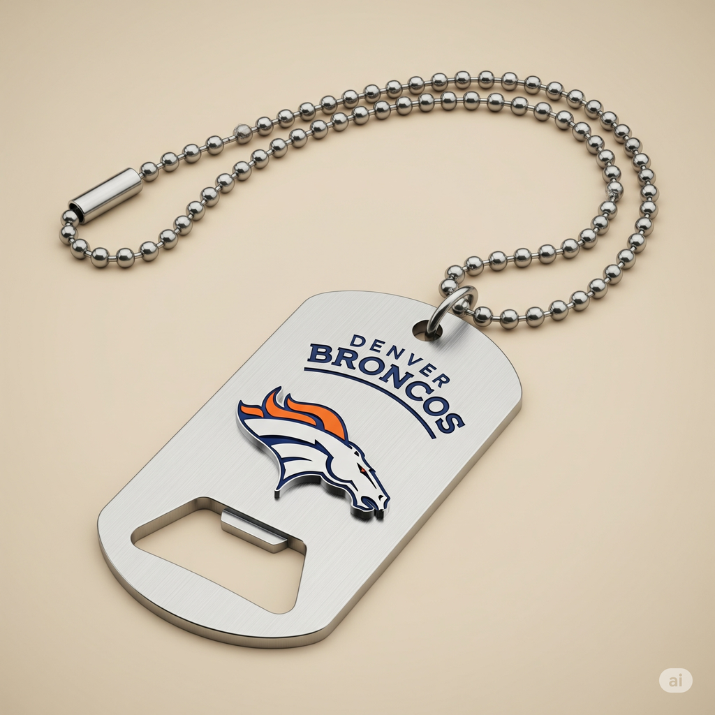 Denver Broncos Dog Tag Necklace with bottle opener