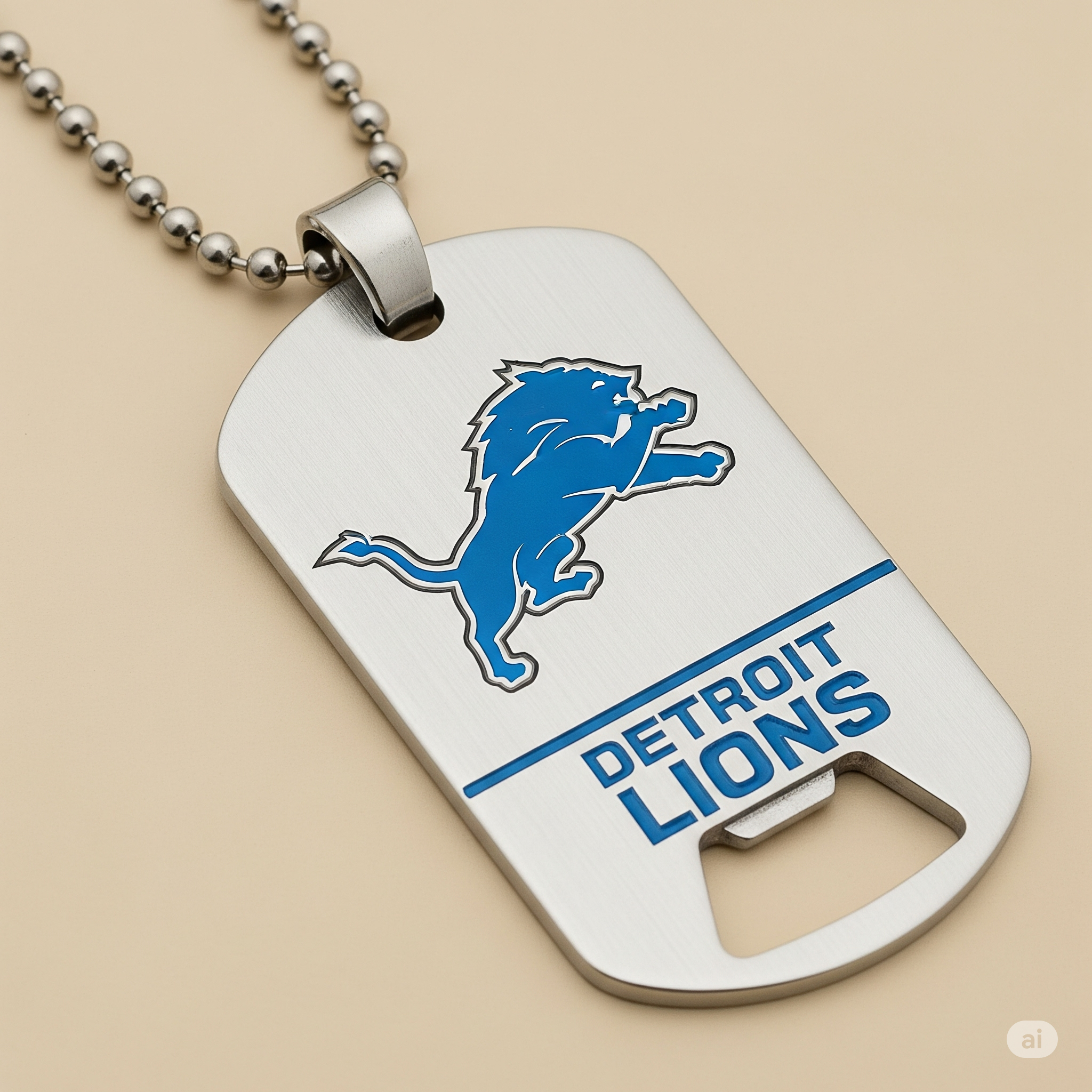 Detroit Lions Dog Tag Necklace with bottle opener