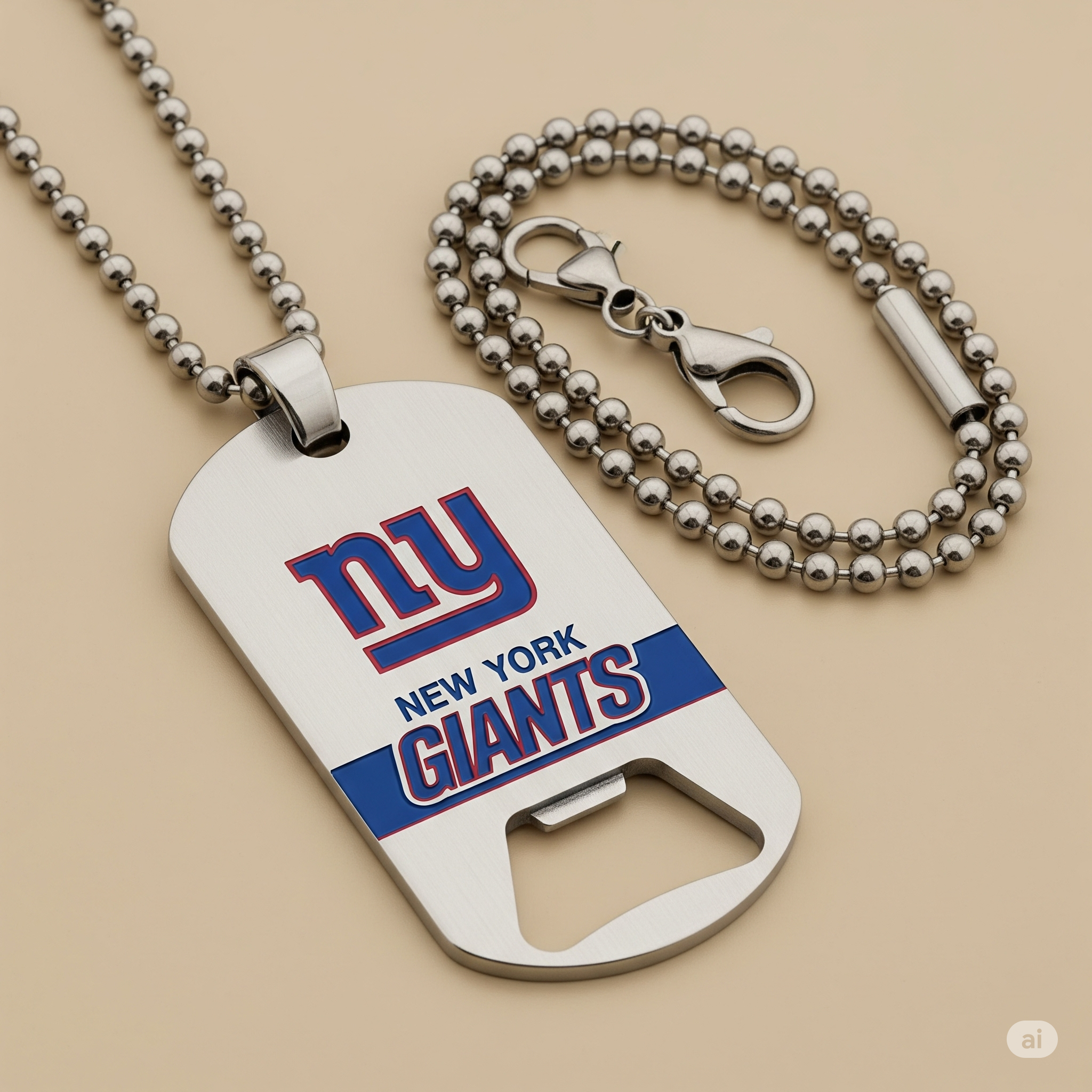 New York Giants Dog Tag Necklace with bottle opener