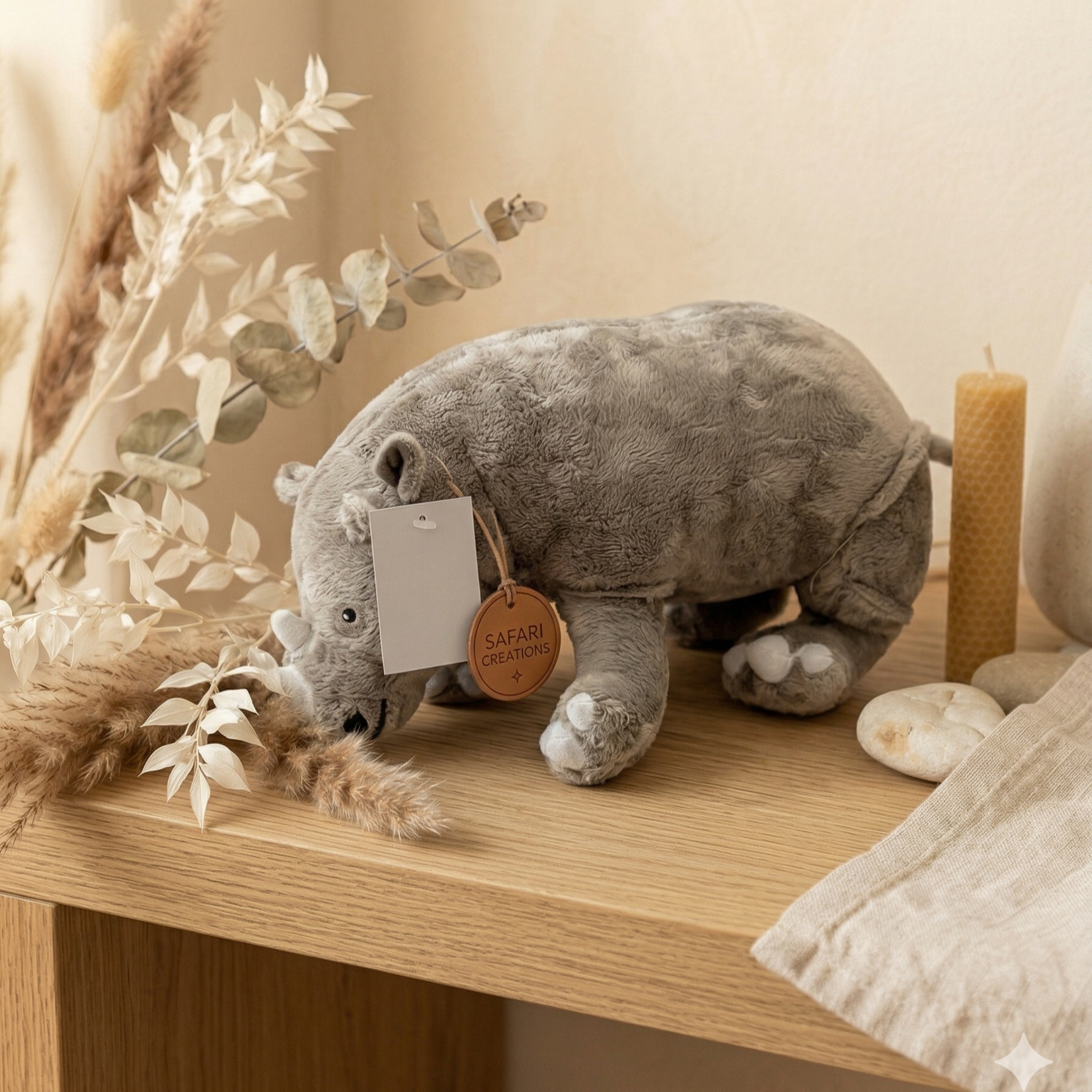 Soft Plush Rhinoceros Stuffed Animal Toy – Medium Size (10" to 14")