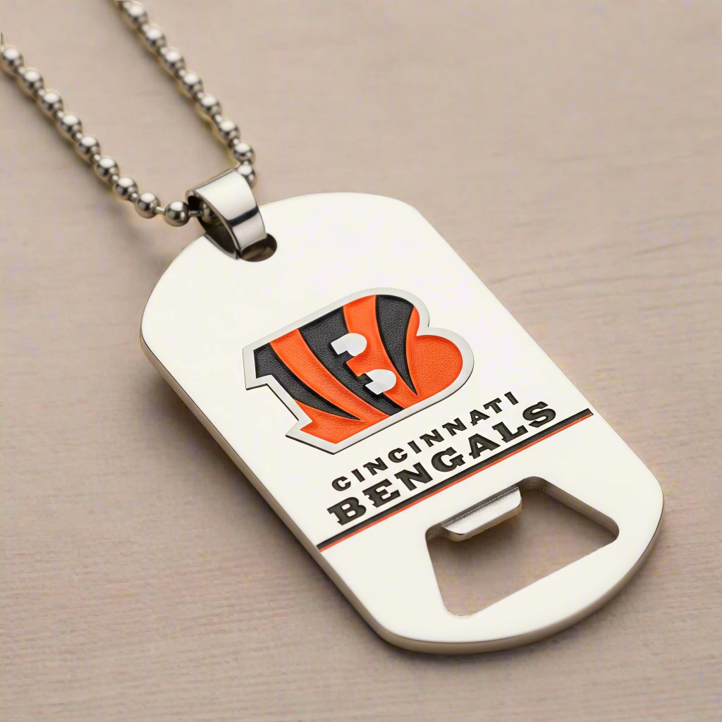 Cincinnati Bengals Dog Tag Necklace with bottle opener