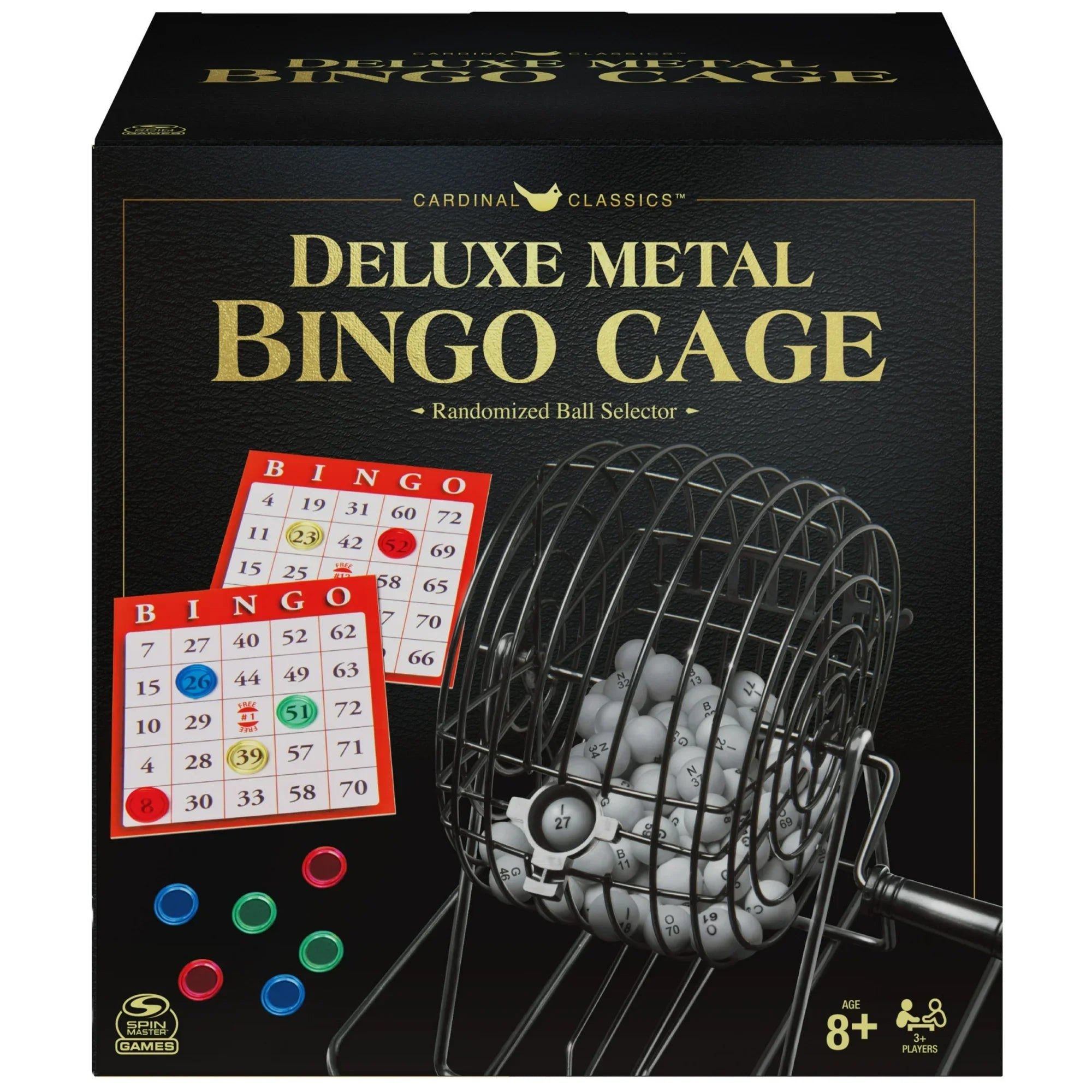BINGO Classics, Deluxe Metal Bingo Game Cage Desktop &Travel
