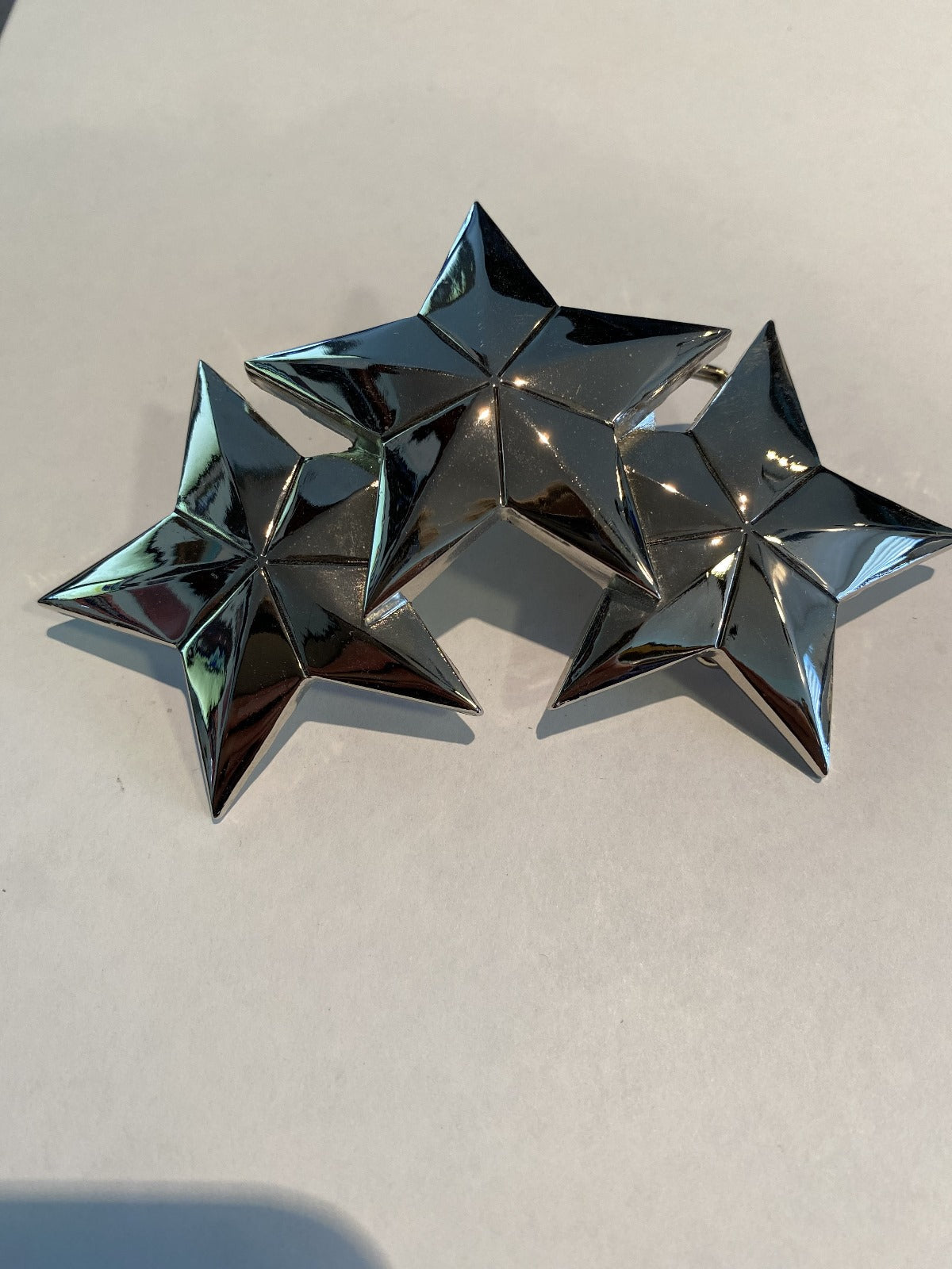 Triple Star Chrome Belt Buckle
