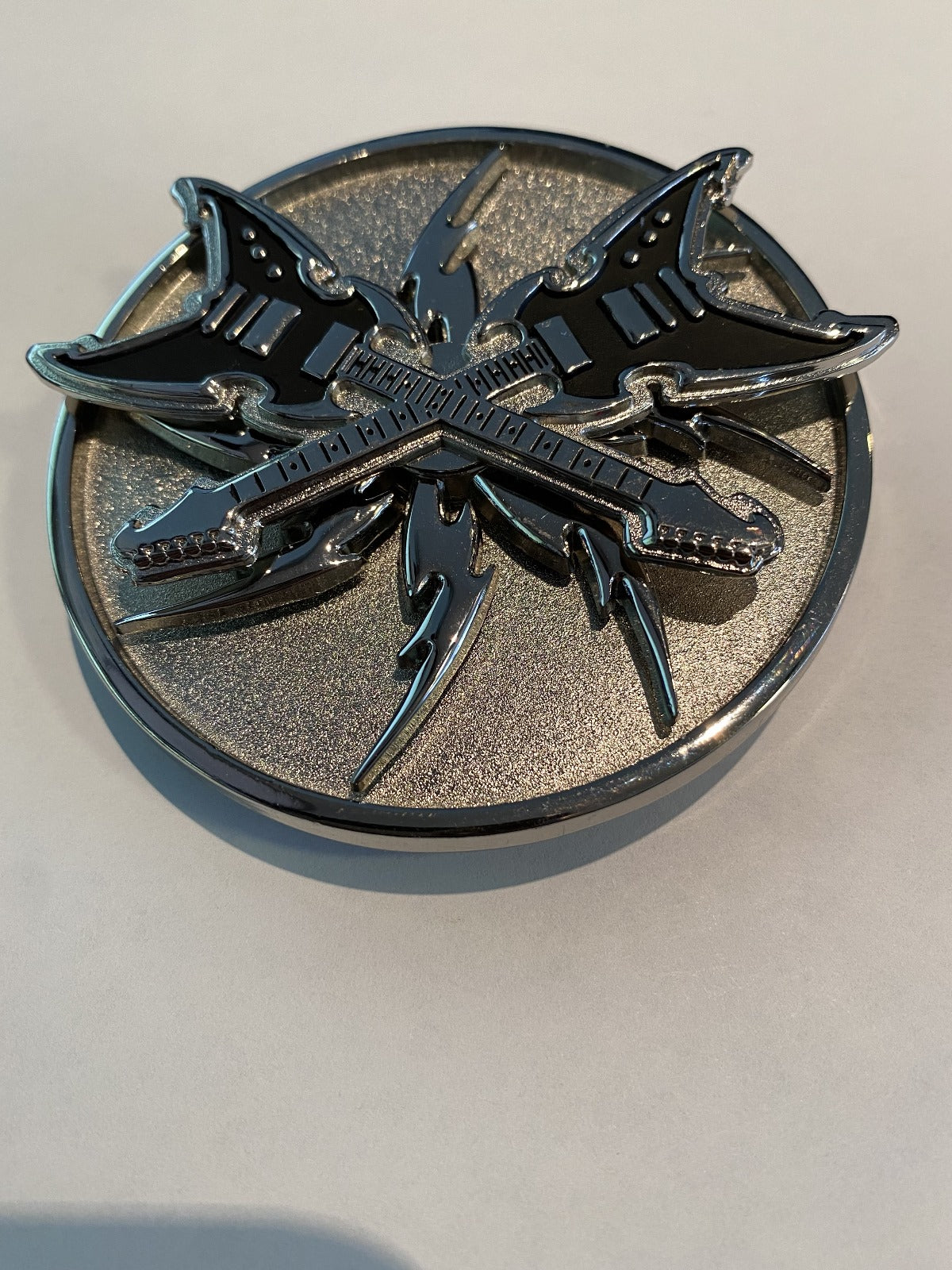 Crossed Guitars Metal Belt Buckle
