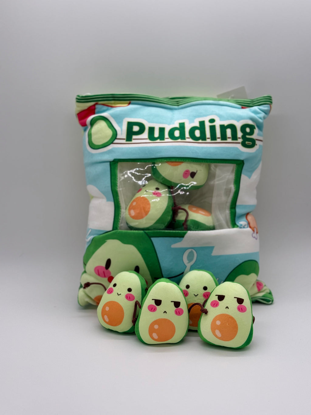 Zippered AVOCADO Plush Pillow Gift Throw Pillow with 8 Little Avocado Dolls 14 x 18 Inches