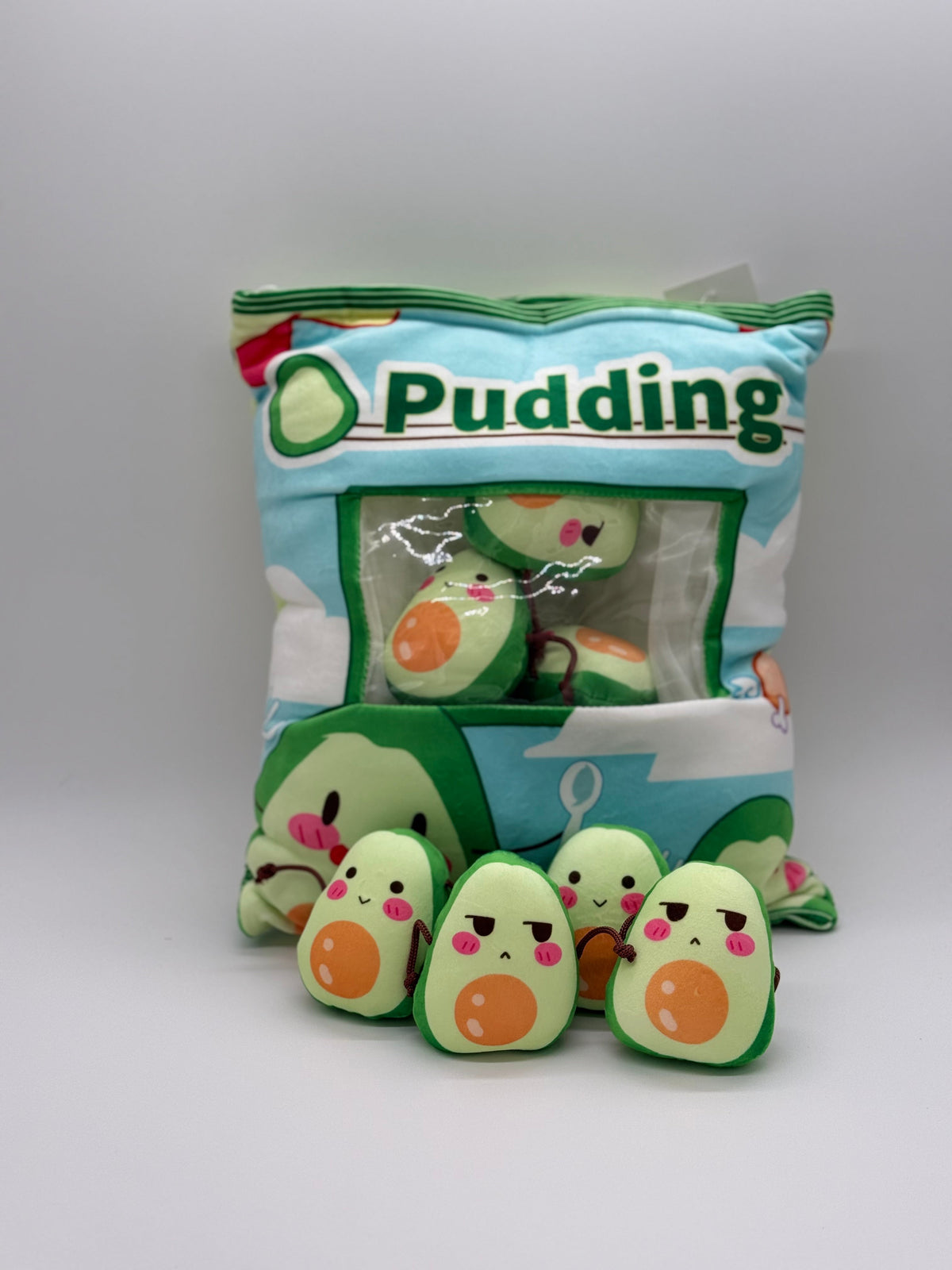 Zippered AVOCADO Plush Pillow Gift Throw Pillow with 8 Little Avocado Dolls 14 x 18 Inches