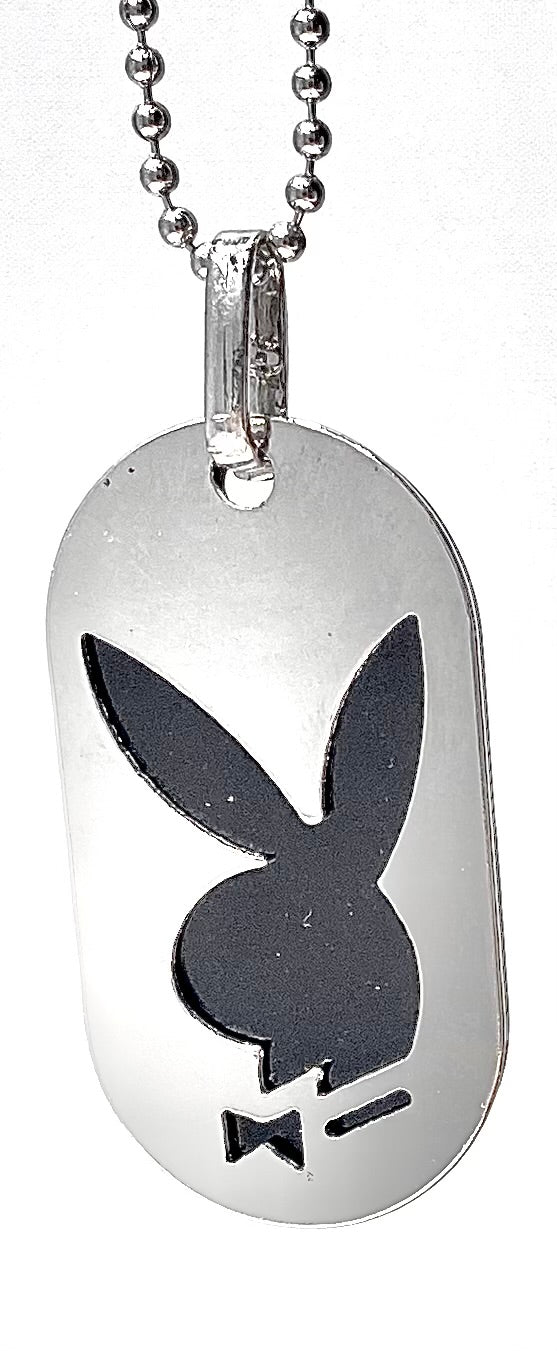 Playboy Dog 2 Disk Tag Black Bunny Ball chain