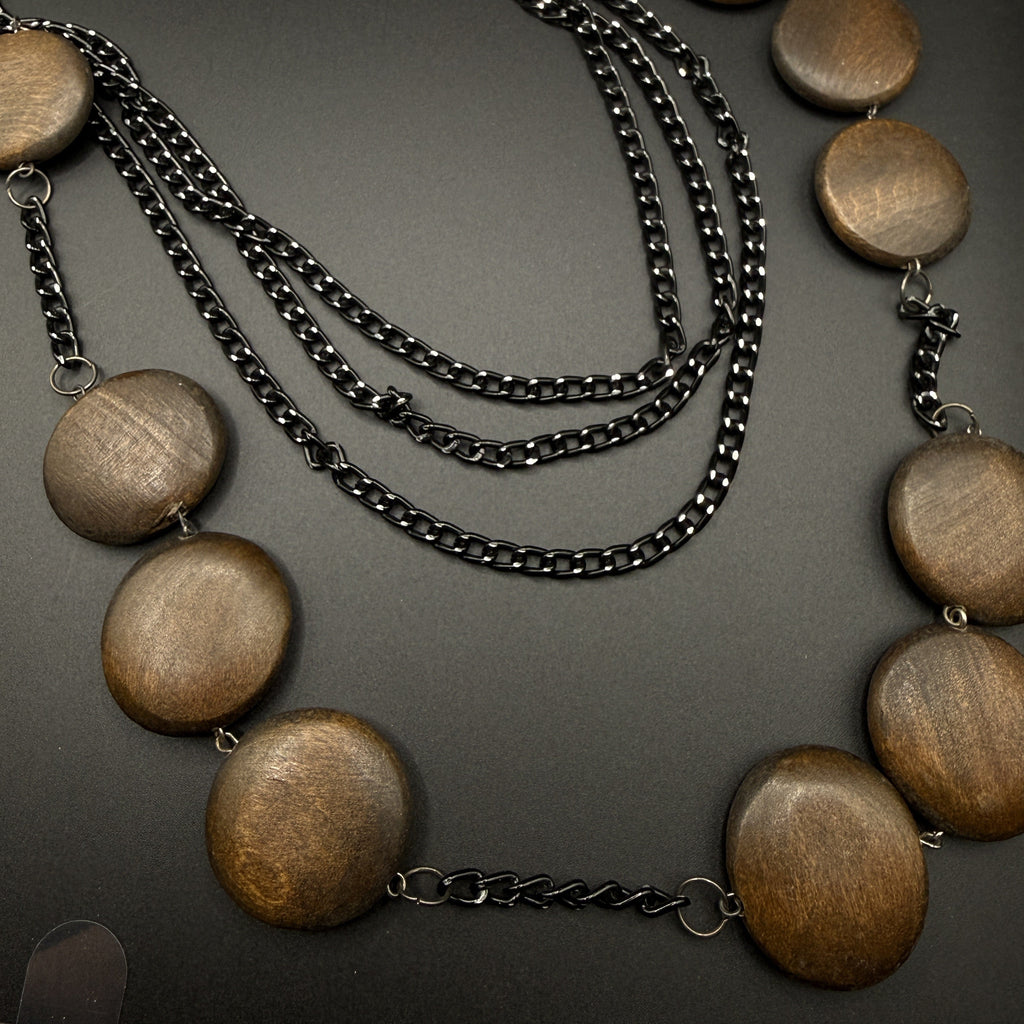 Matte Black Bib-Style Fringe Necklace (Duplicate)