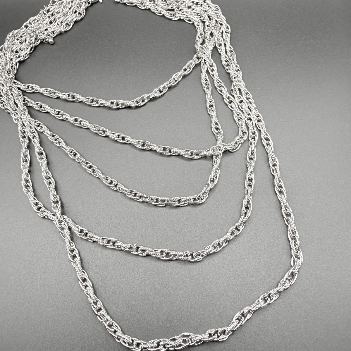Silver Multi-Strand Draped Collar Necklace