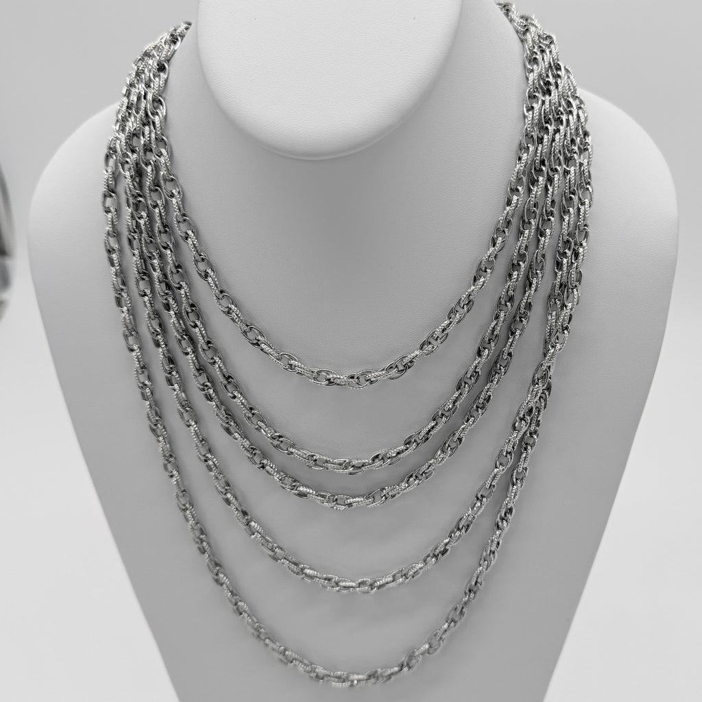 Silver Multi-Strand Draped Collar Necklace