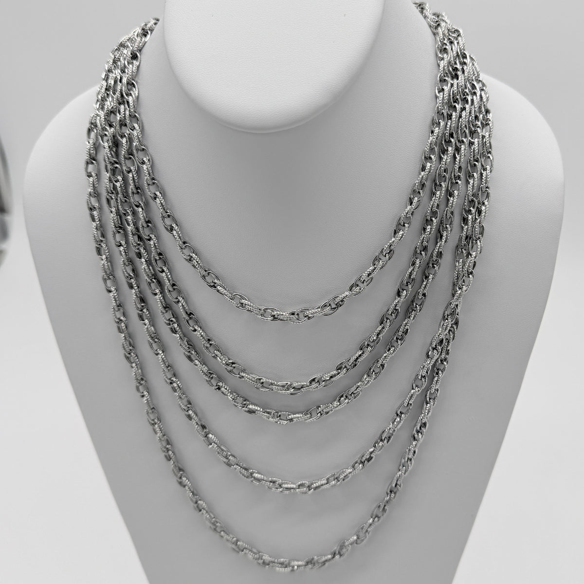 Silver Multi-Strand Draped Collar Necklace
