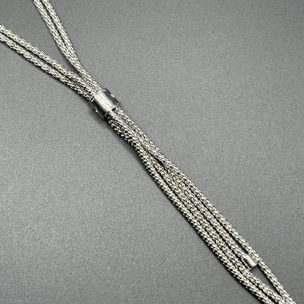 Silver Popcorn Tassel Lariat Necklace