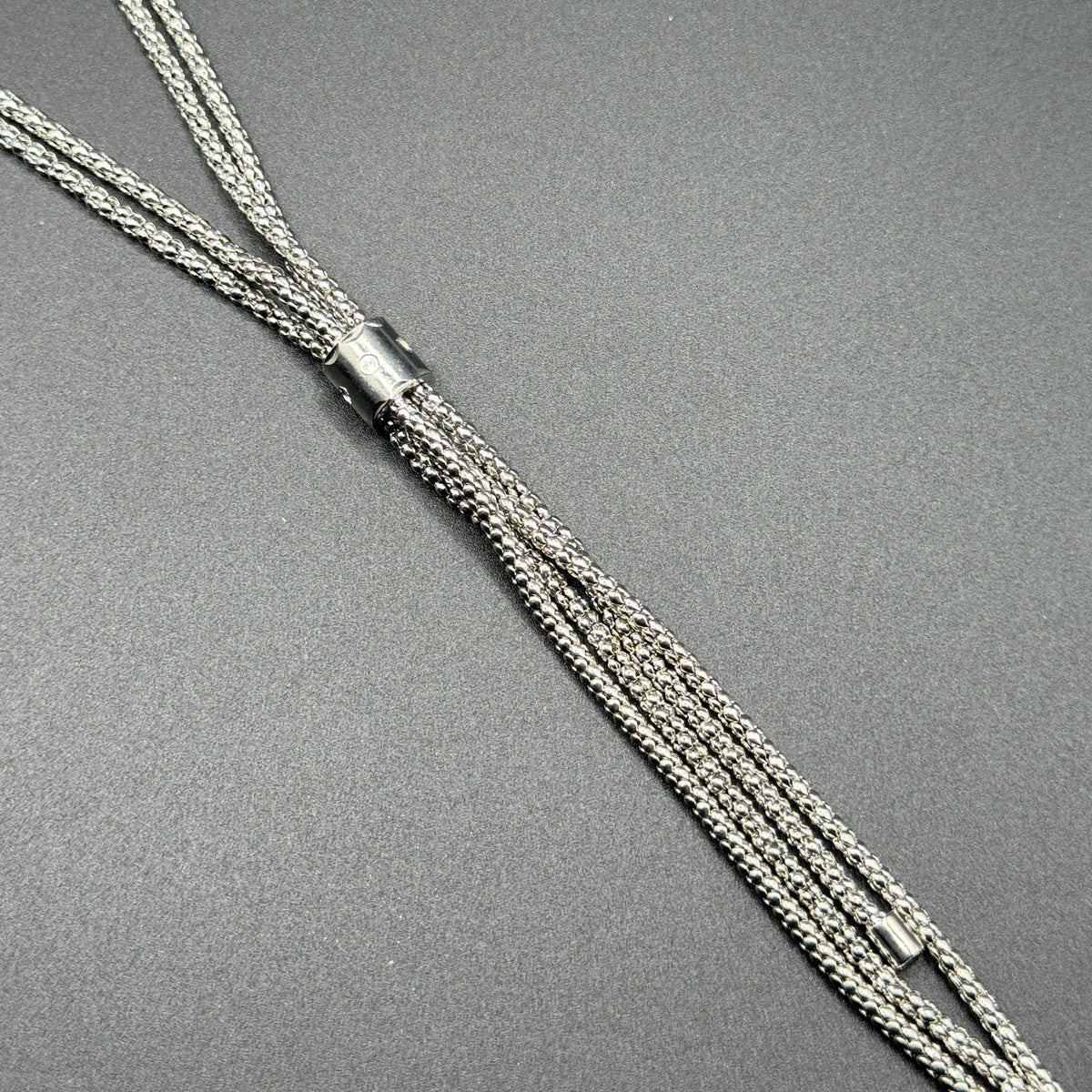 Silver Popcorn Tassel Lariat Necklace