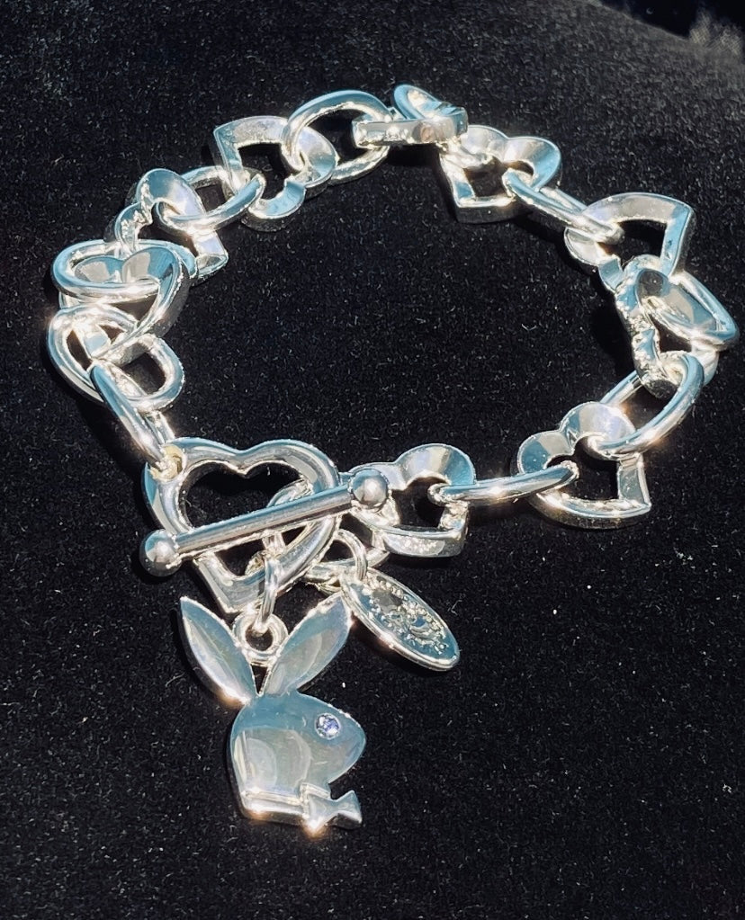 Playboy Bracelet Solid Bunny w/Heart Toggle