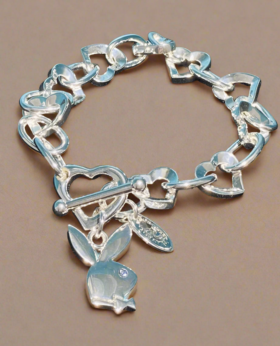 Playboy Bracelet Solid Bunny w/Heart Toggle