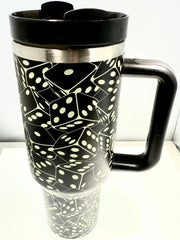 40oz Tumbler with lid, Glowing Dice ,Stainless Steel Vacuum Black - Hammerhead LLC.