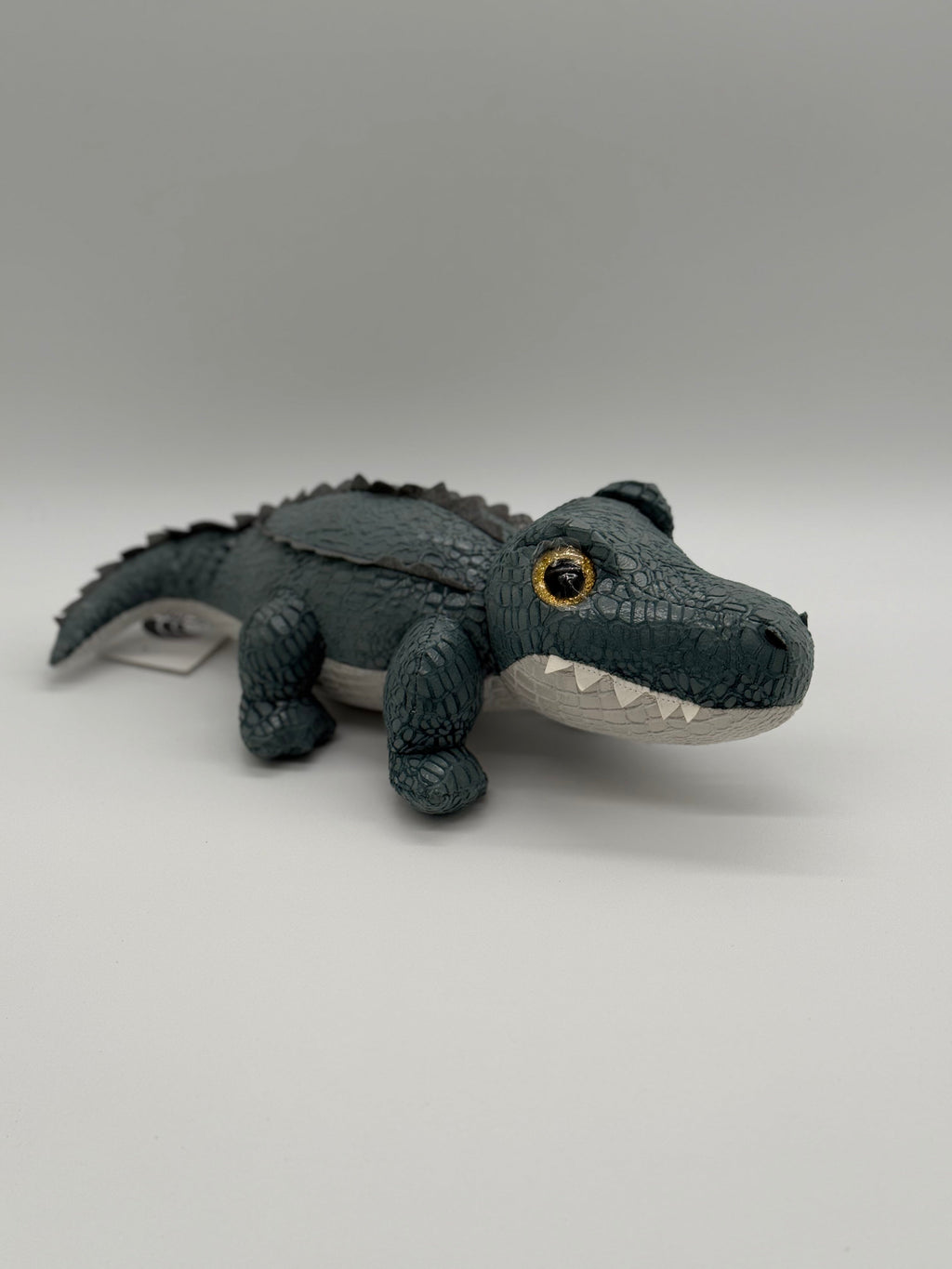 White & Grey Crocodile Plush Toy – Medium Stuffed Animal, 10–14"