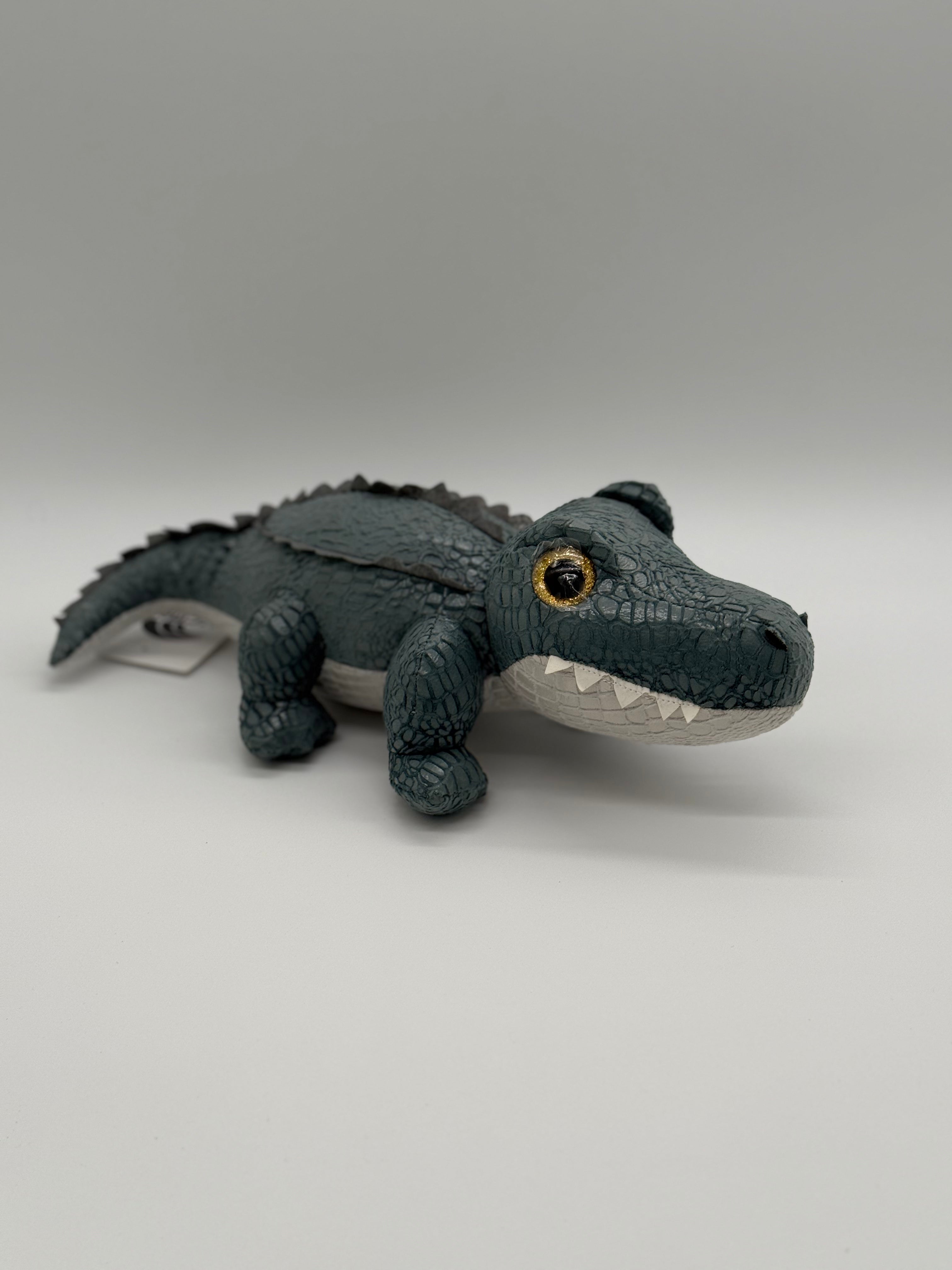 White & Grey Crocodile Plush Toy – Medium Stuffed Animal, 10–14"
