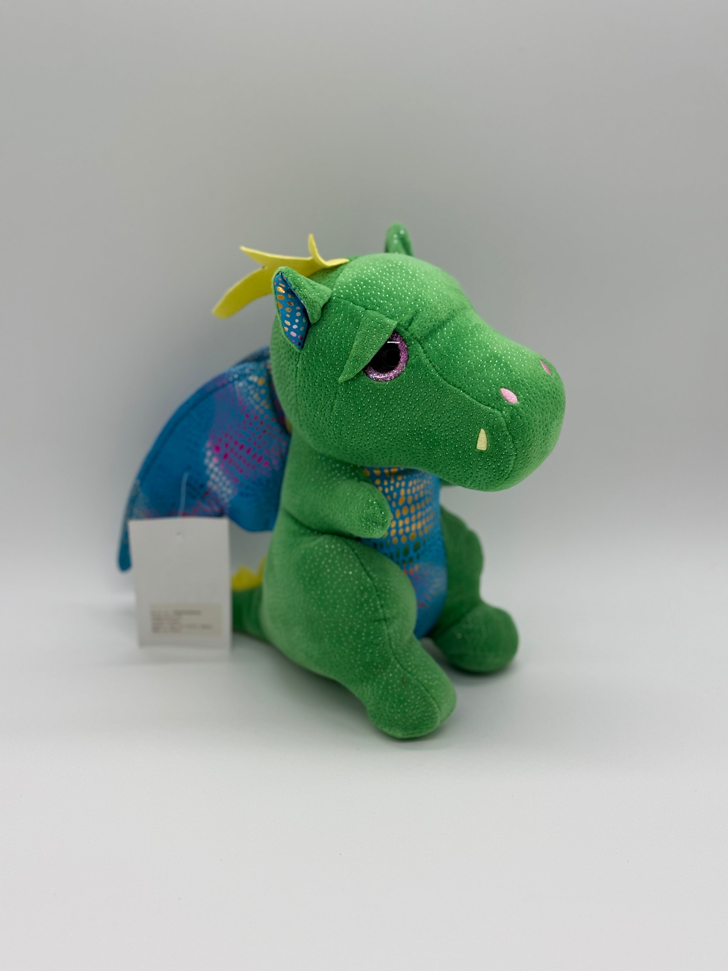Green Dragon Plush Toy with Wings – Medium Stuffed Animal, 8–11"