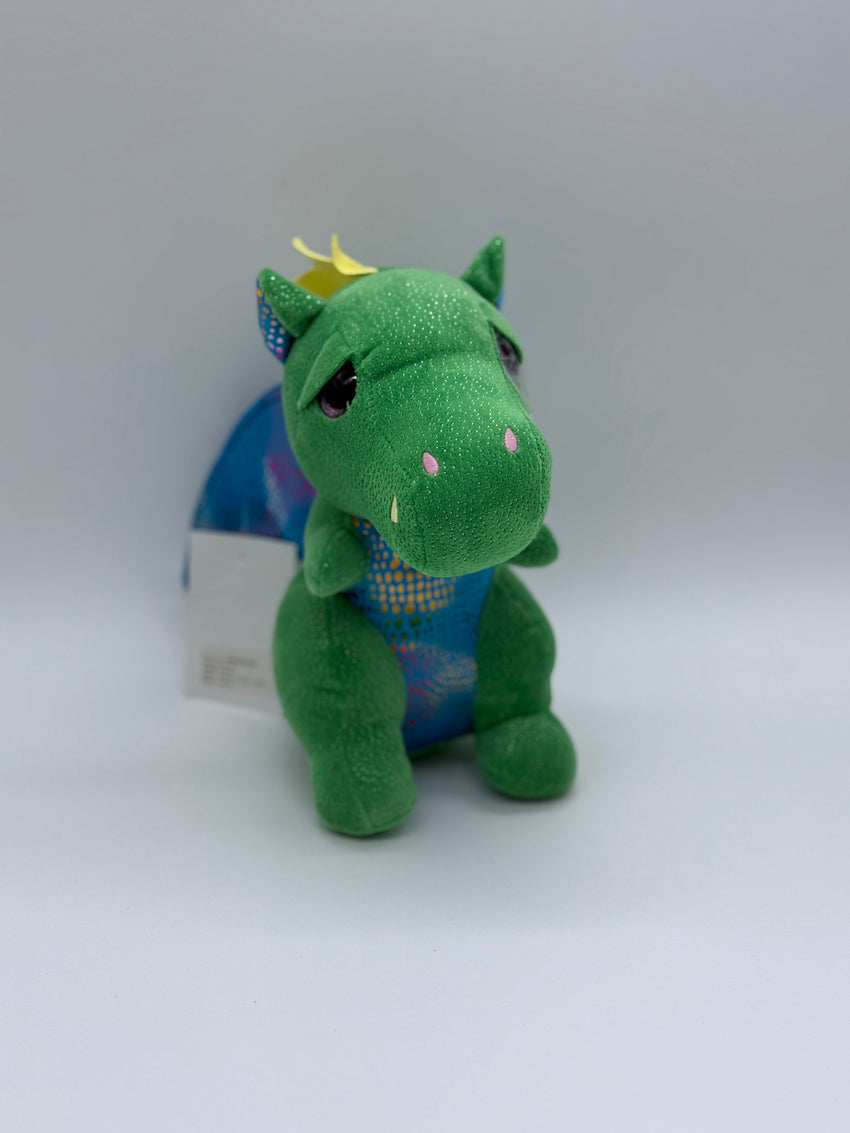 Green Dragon Plush Toy with Wings – Medium Stuffed Animal, 8–11"
