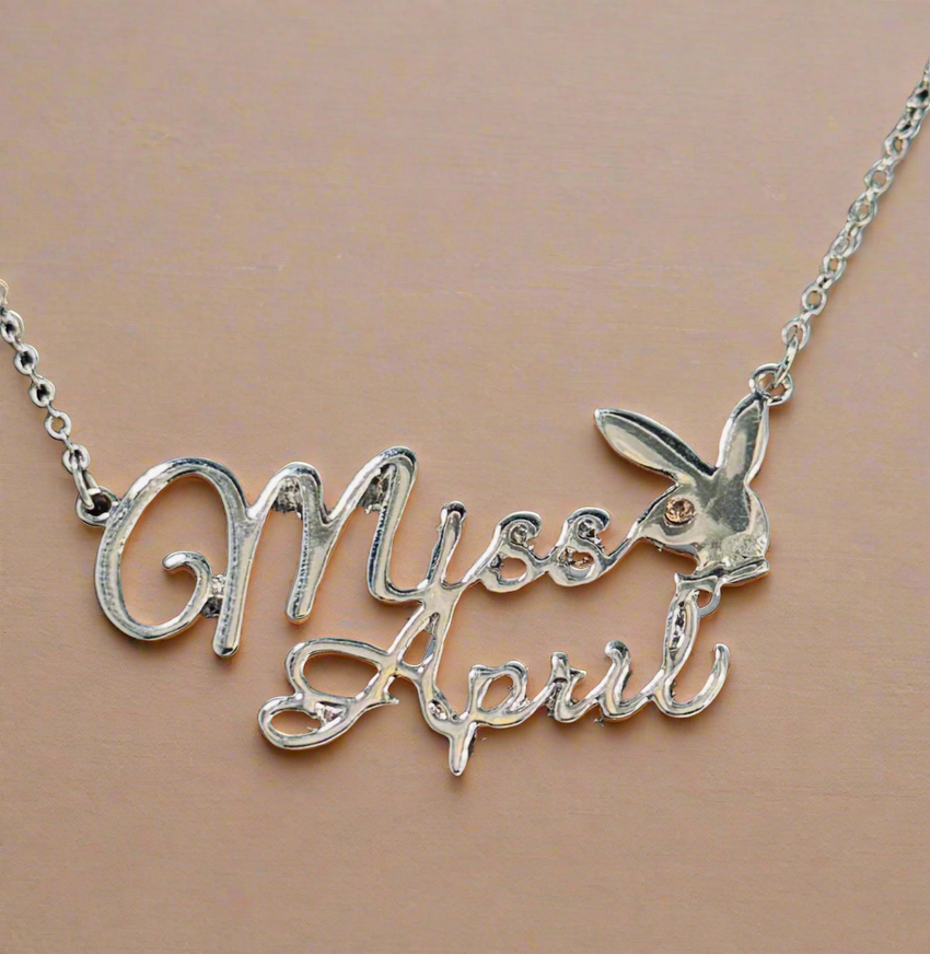 PLAYBOY MISS April w/BIRTH MONTH STONE Necklace