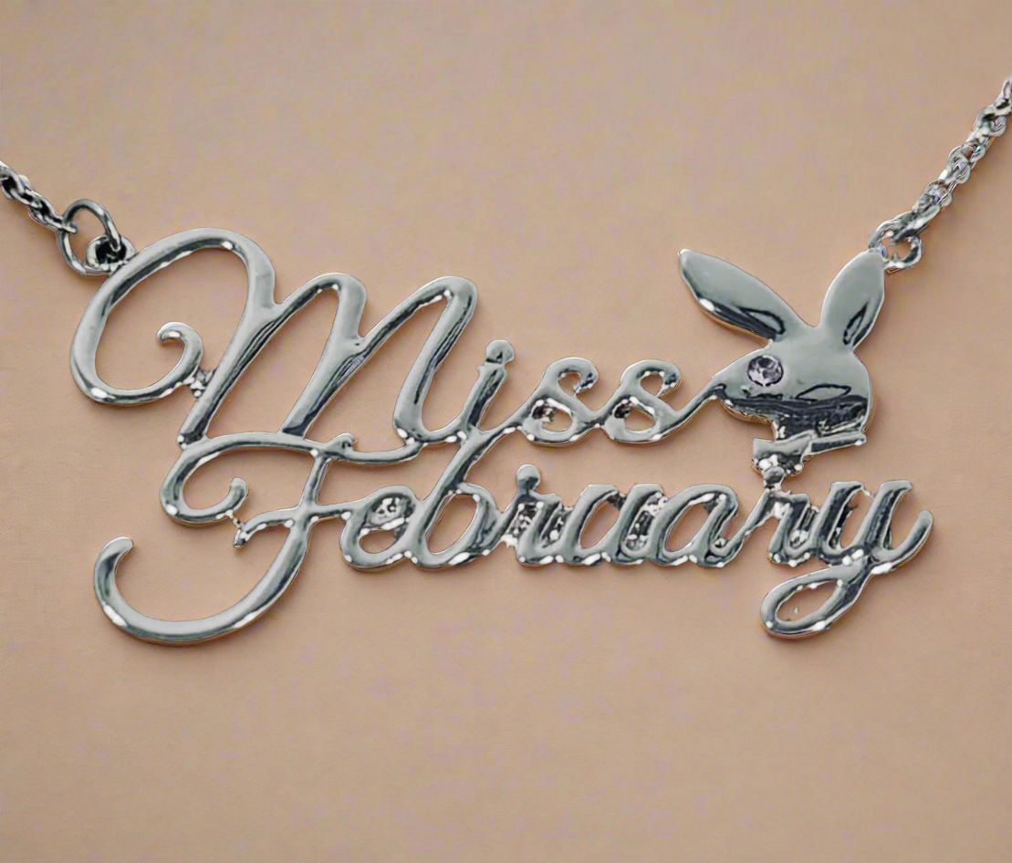 PLAYBOY MISS February w/BIRTH MONTH STONE Necklace jewelry