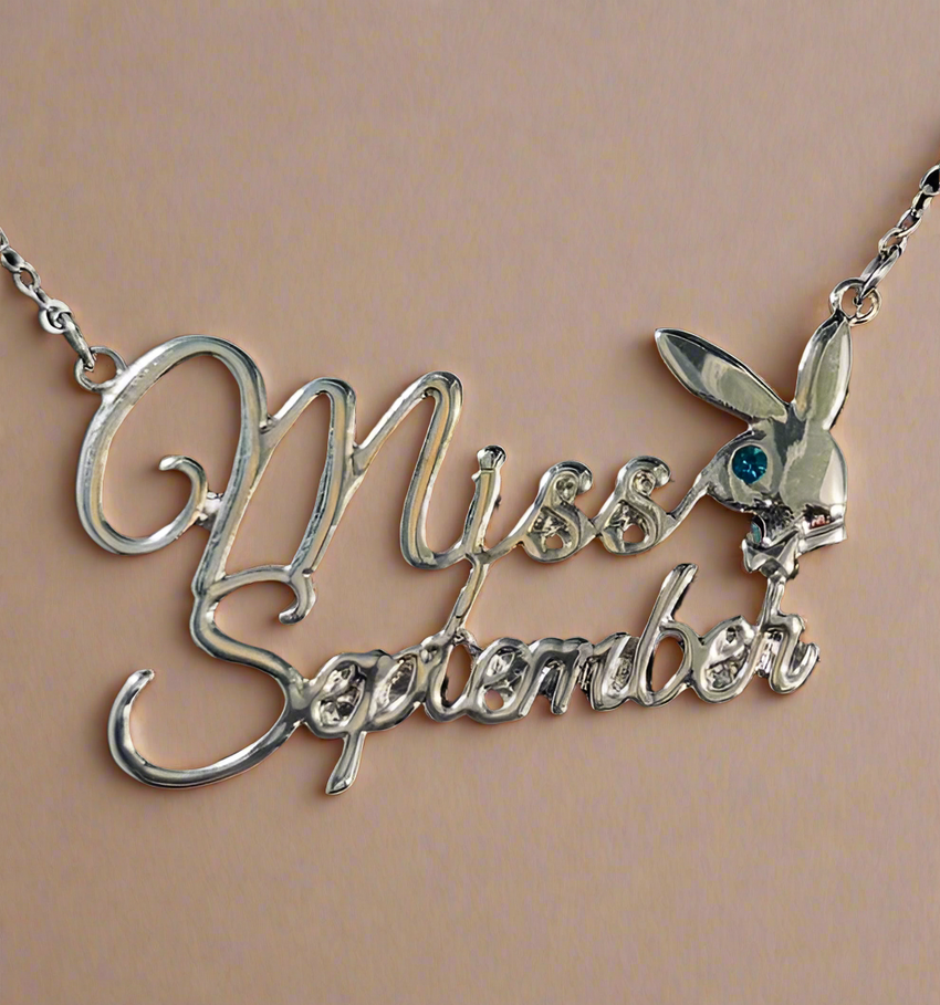 PLAYBOY MISS SEPTEMBER w/BIRTH MONTH STONE Necklace jewelry